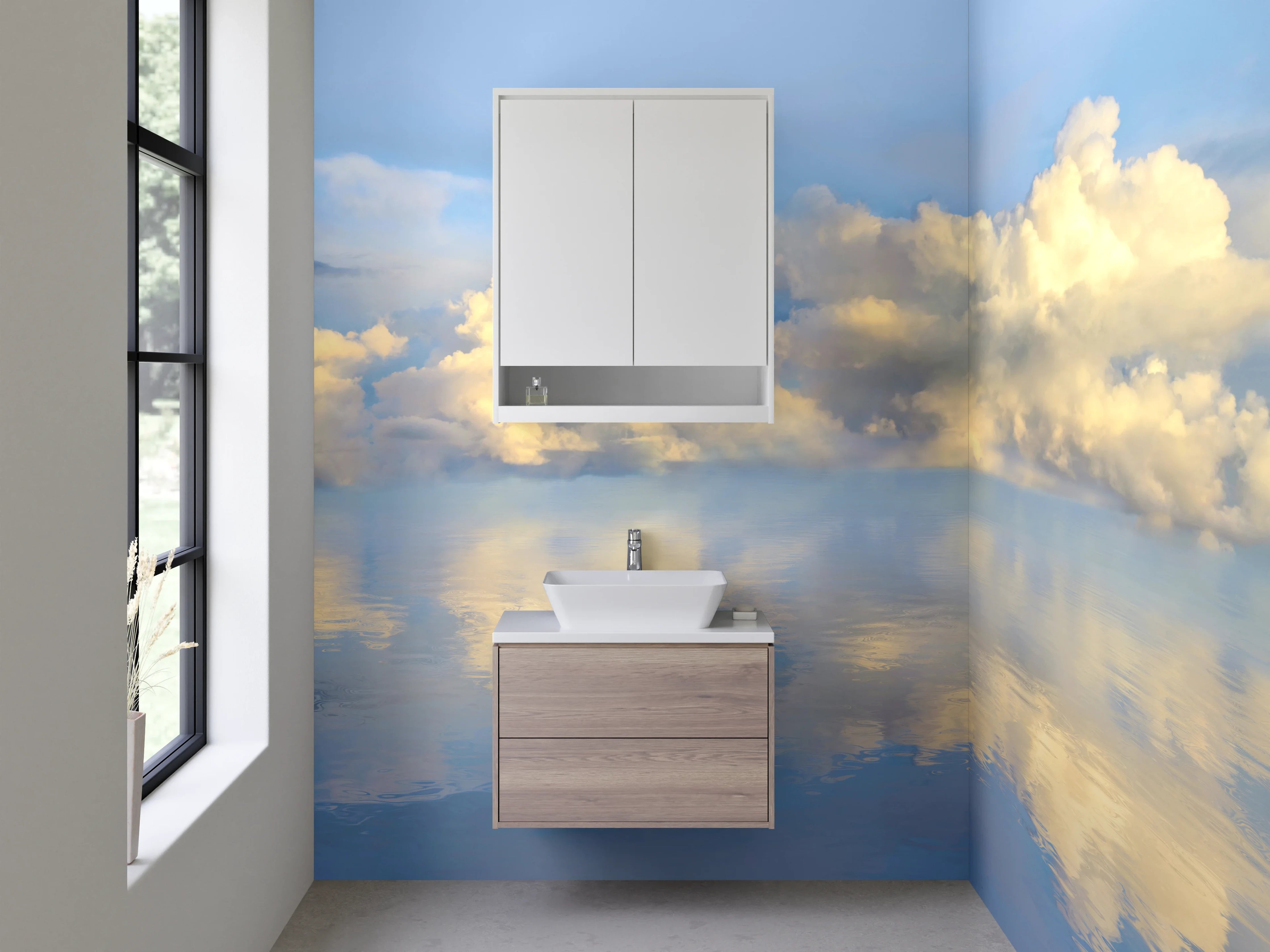 Waschbecken-Rückwand - Wolkenmeer – Himmel und Wasser