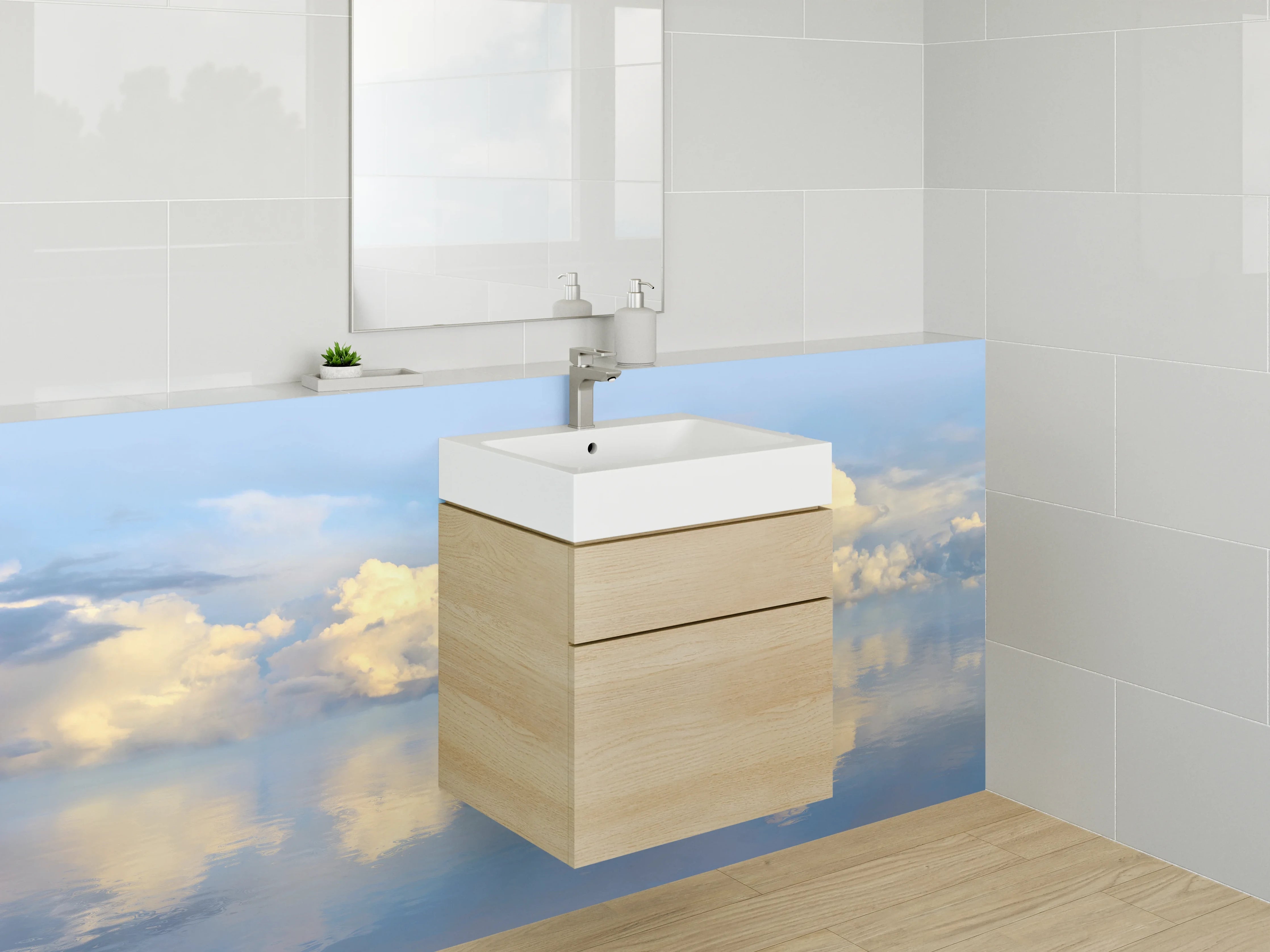 Waschbecken-Rückwand - Wolkenmeer – Himmel und Wasser