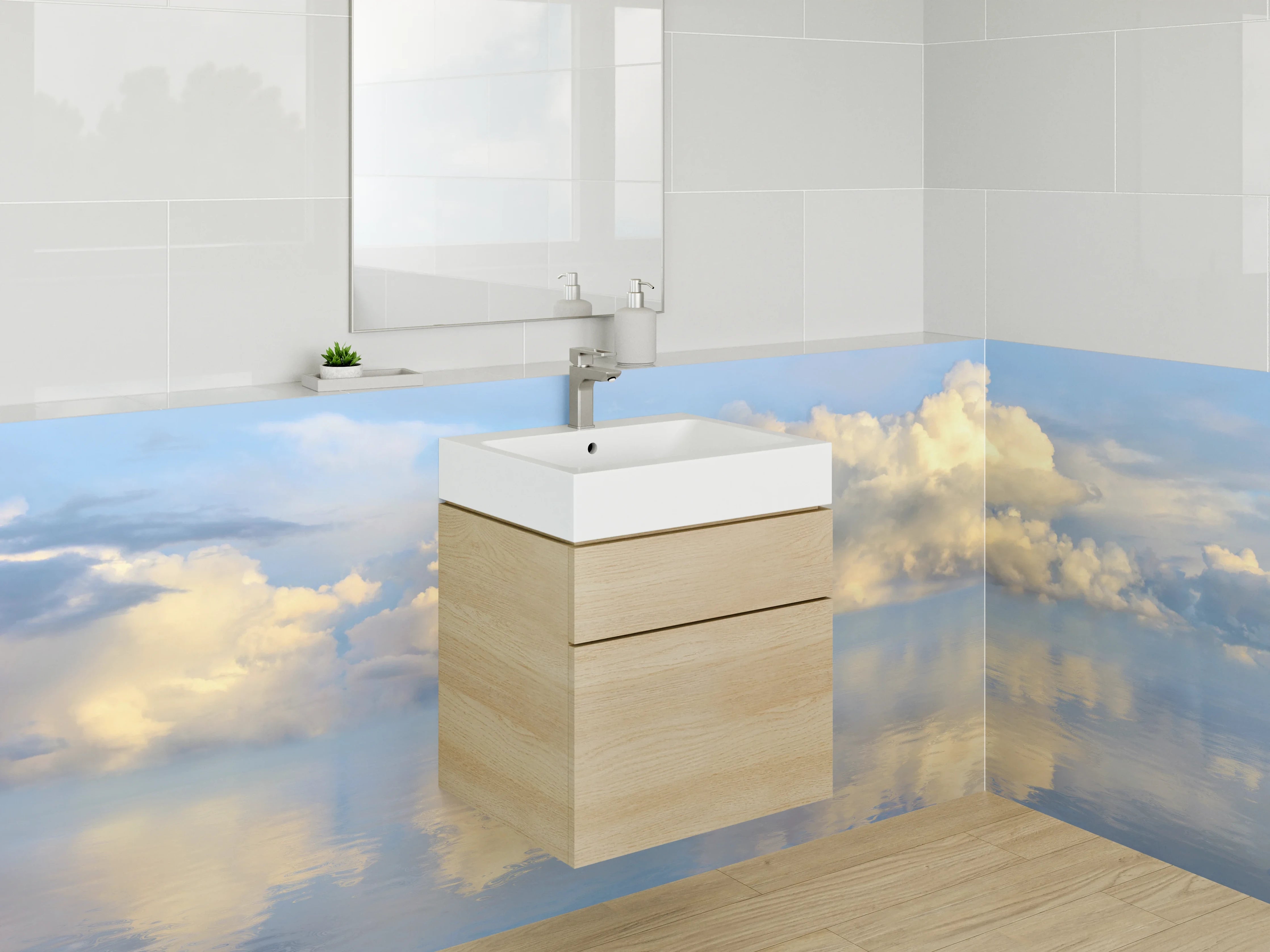 Waschbecken-Rückwand - Wolkenmeer – Himmel und Wasser