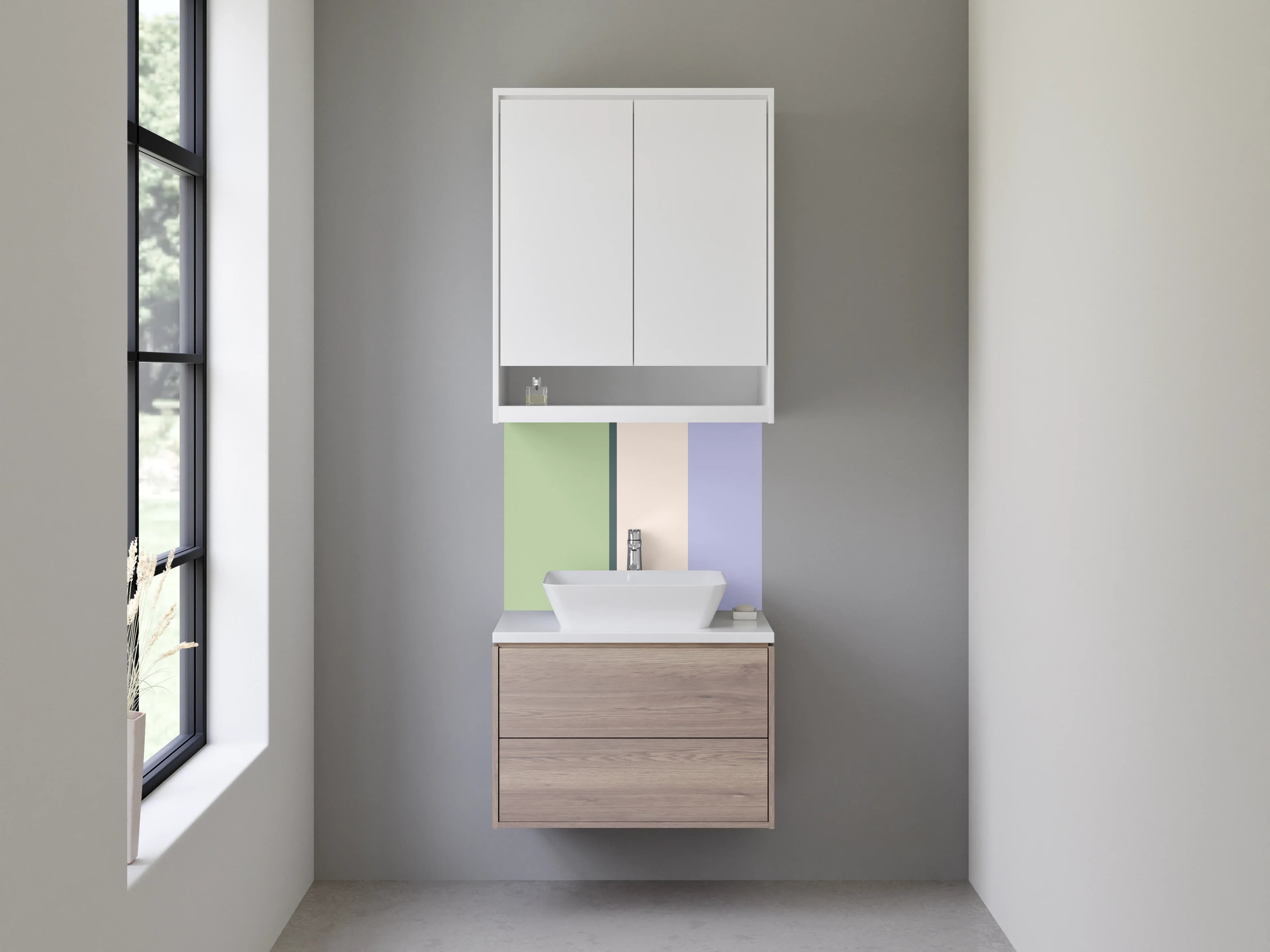 Waschbecken-Rückwand - Zarte Grautöne Wanddesign