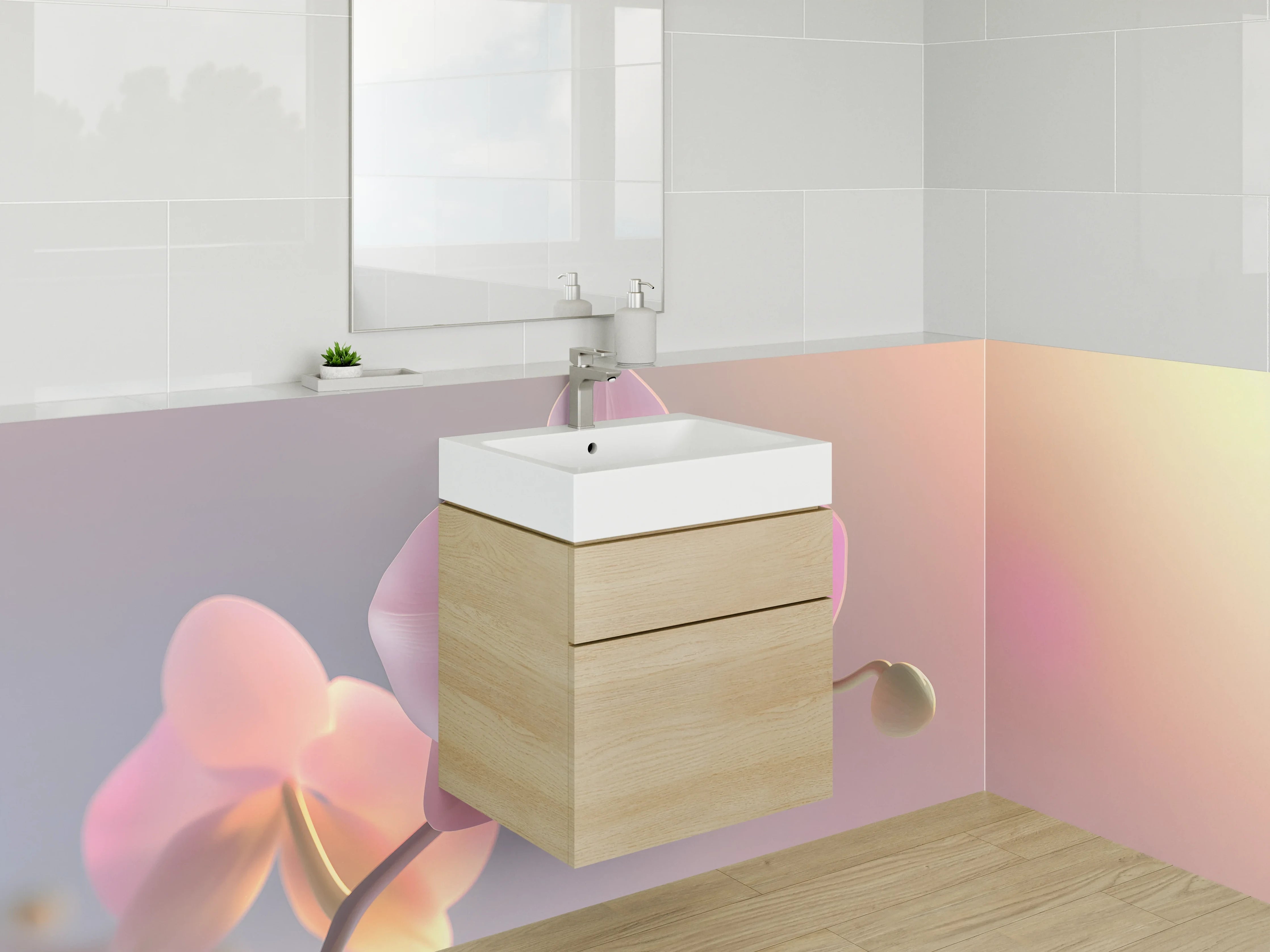 Waschbecken-Rückwand - Zarte rosa Orchidee Blüte