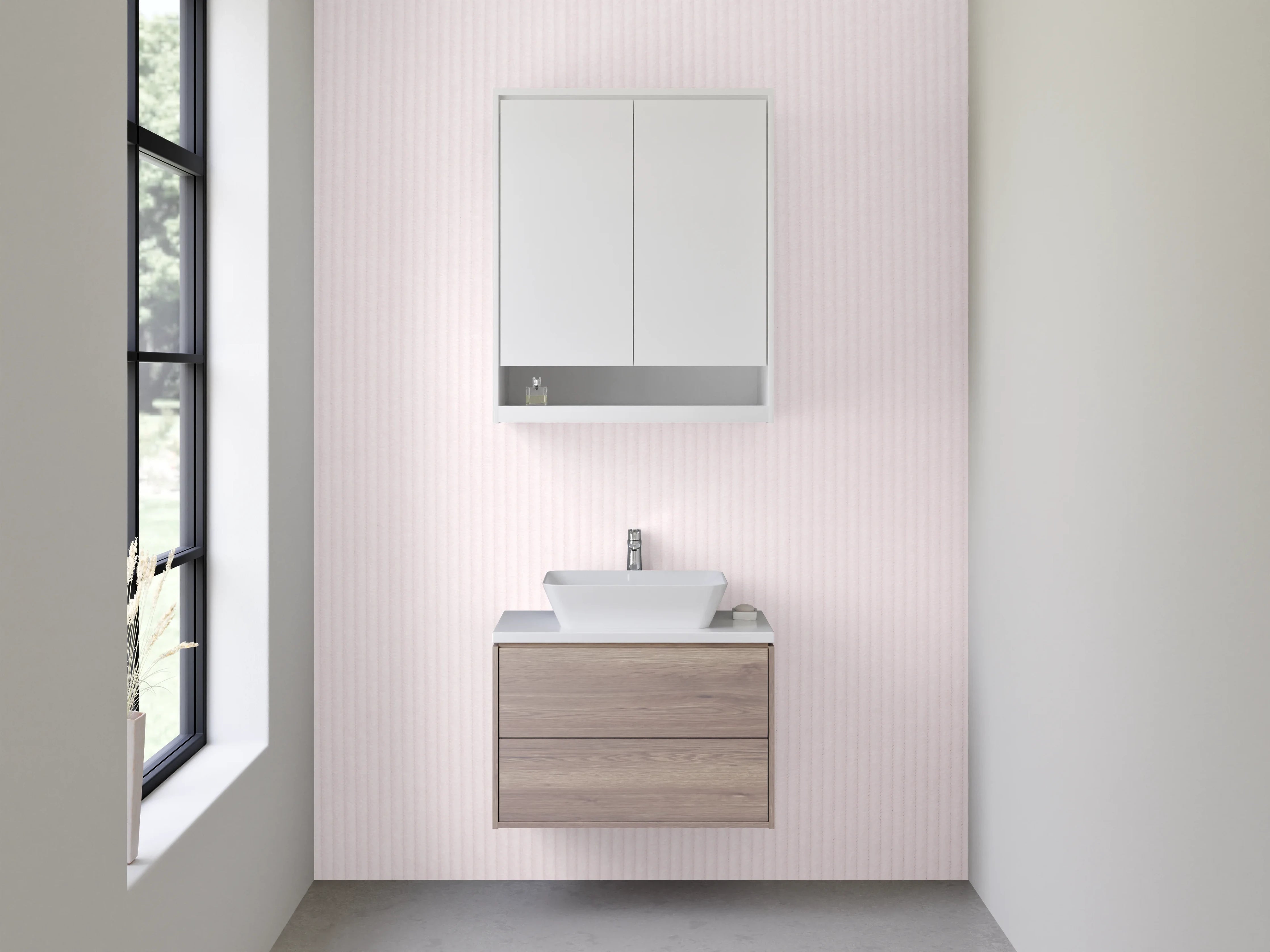 Waschbecken-Rückwand - Zartes Rosa Uni-Design für Rückwände