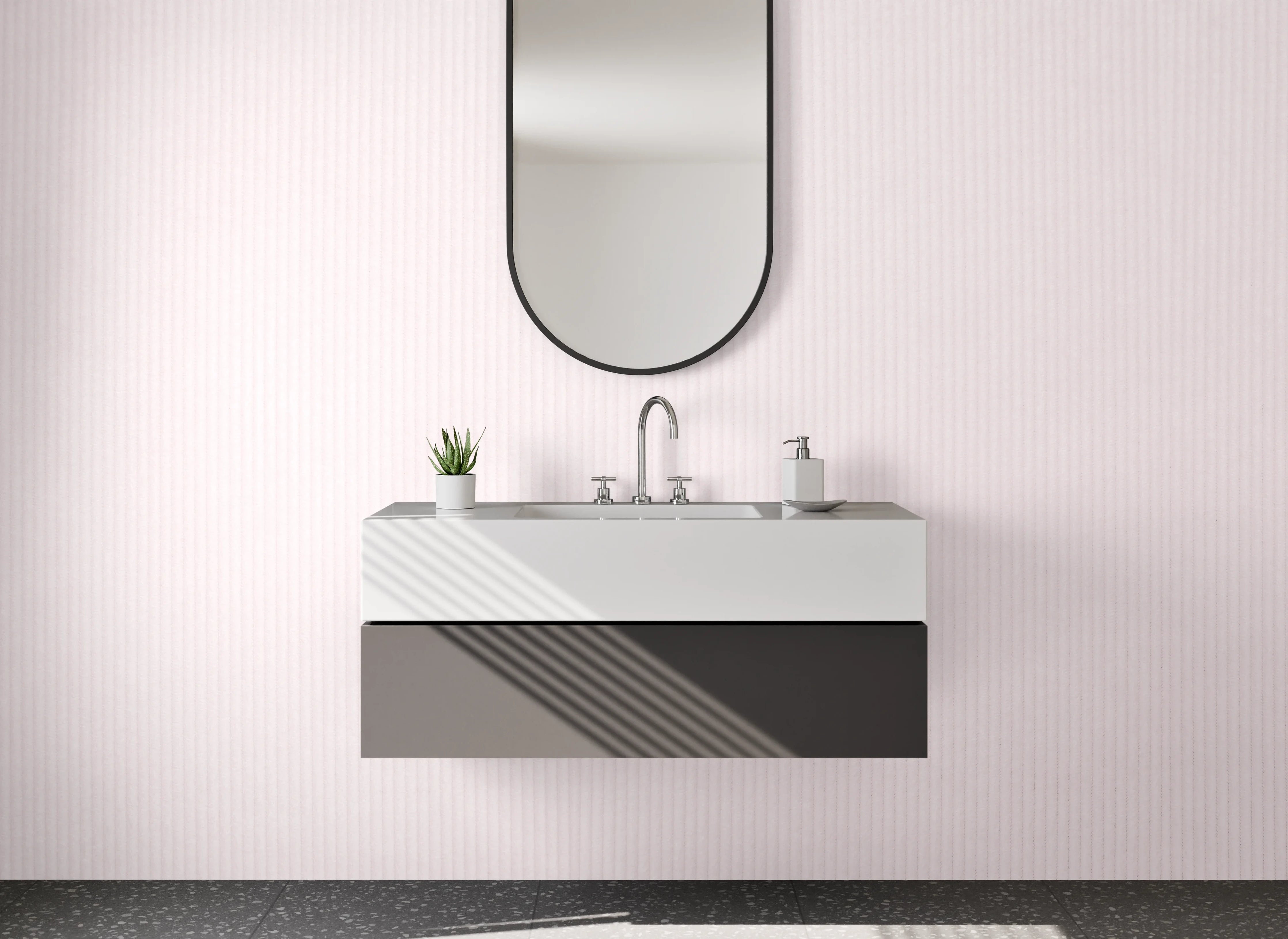 Waschbecken-Rückwand - Zartes Rosa Uni-Design für Rückwände