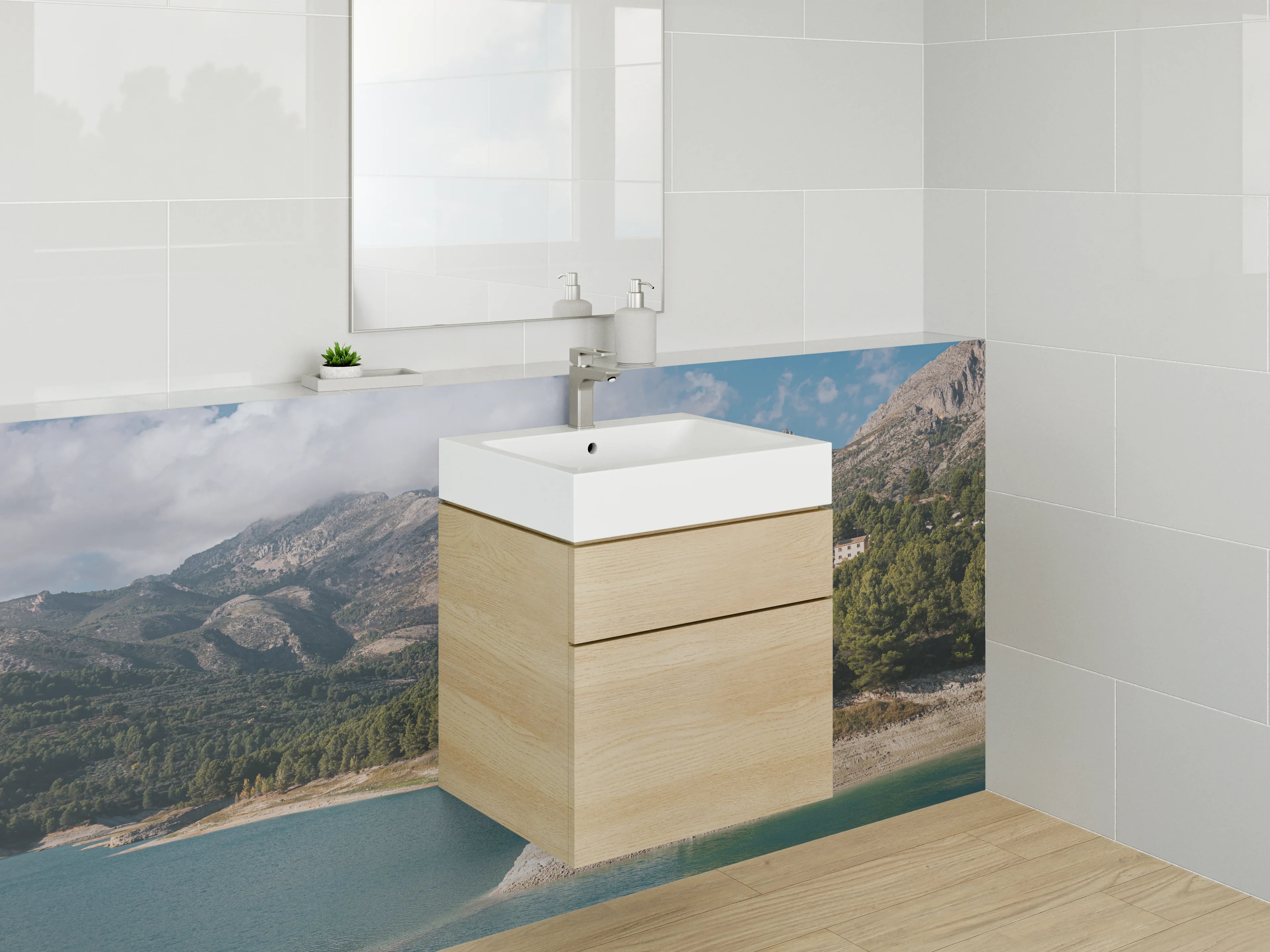 Waschbecken-Rückwand - Zeitlose Grautöne für dein modernes Bad