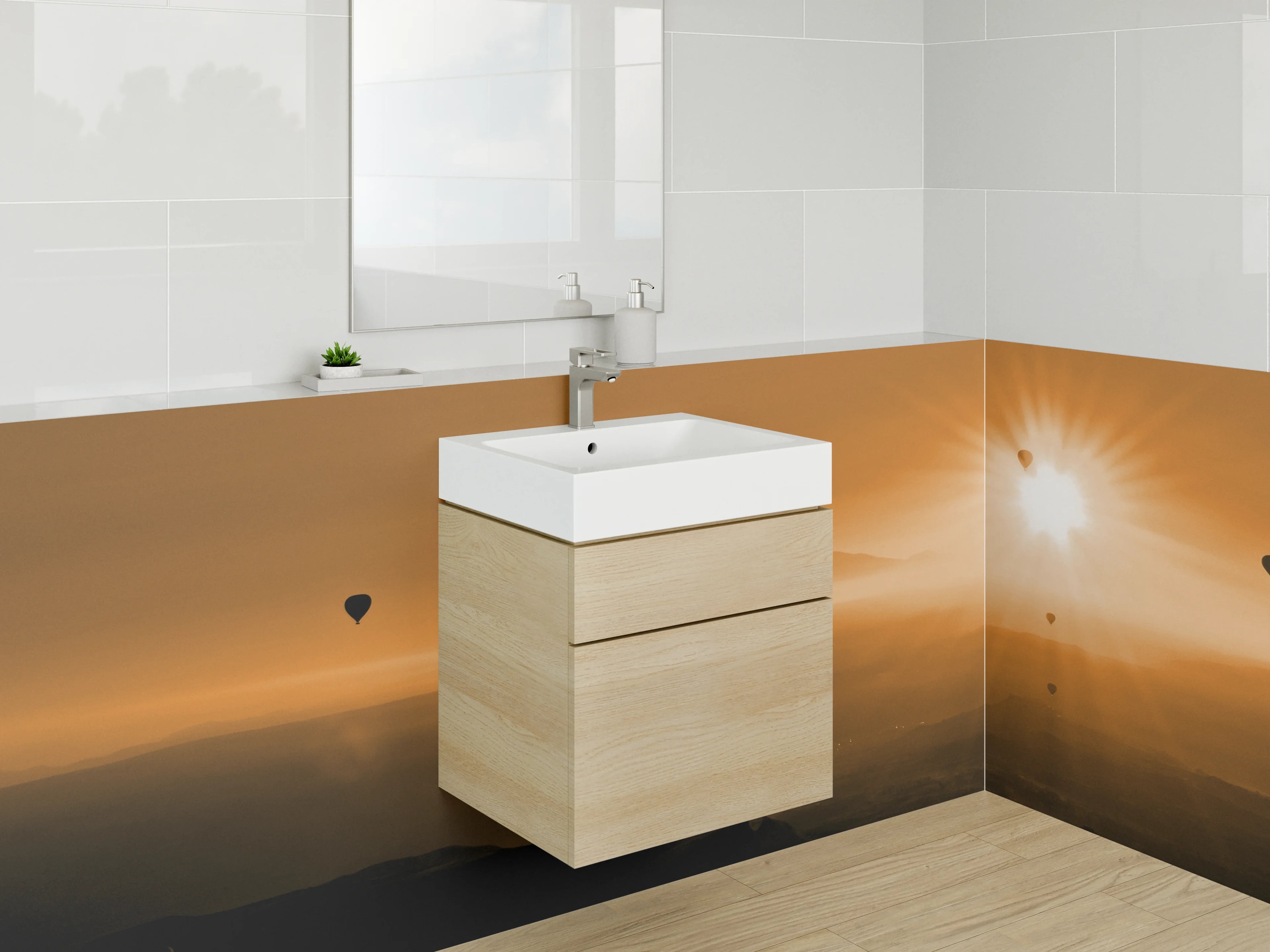 Waschbecken-Rückwand - Zeitlose Grautöne für moderne Waschrückwände