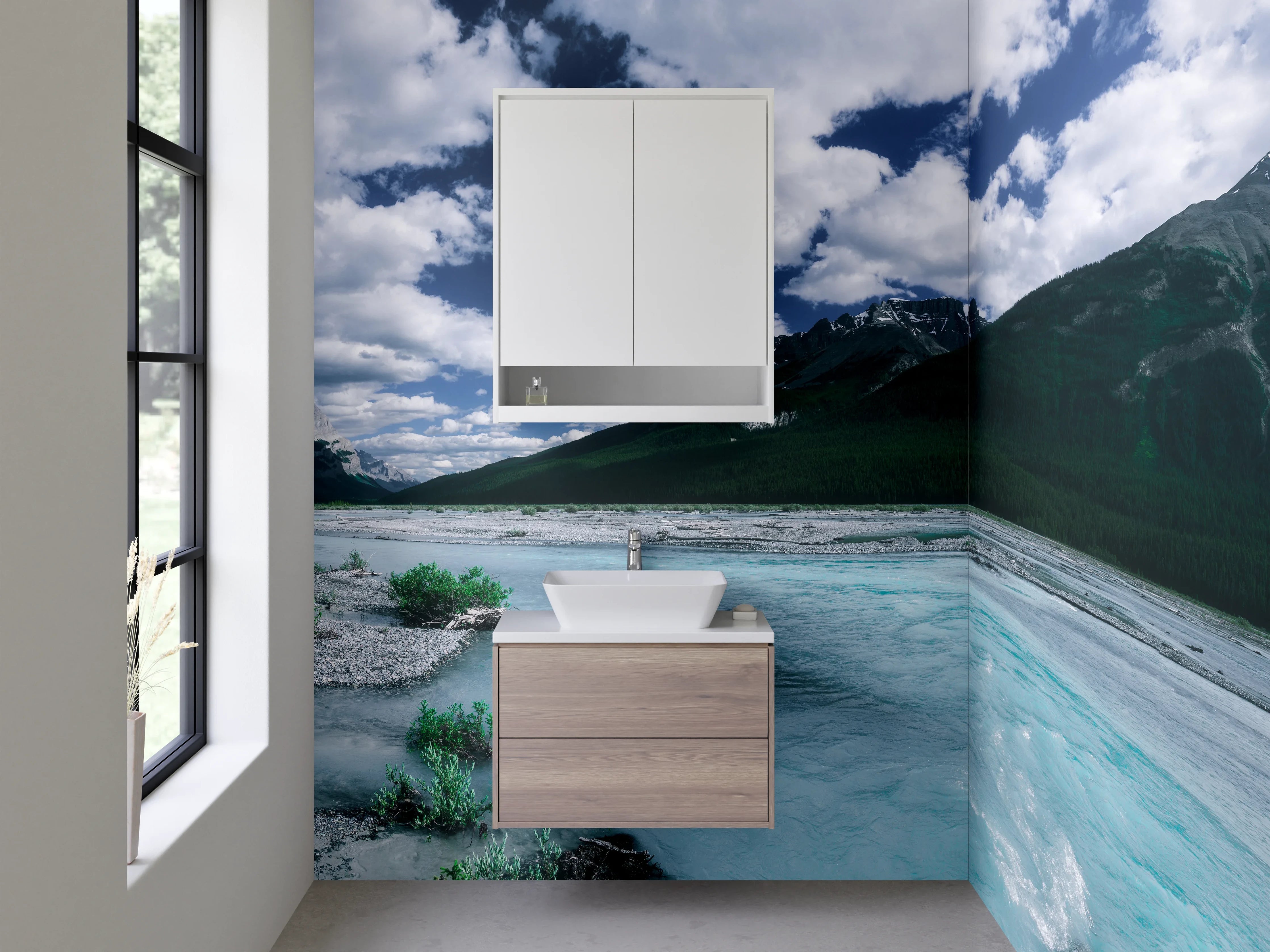 Waschbecken-Rückwand - Zeitlose Grauton-Wand für dein Badezimmer