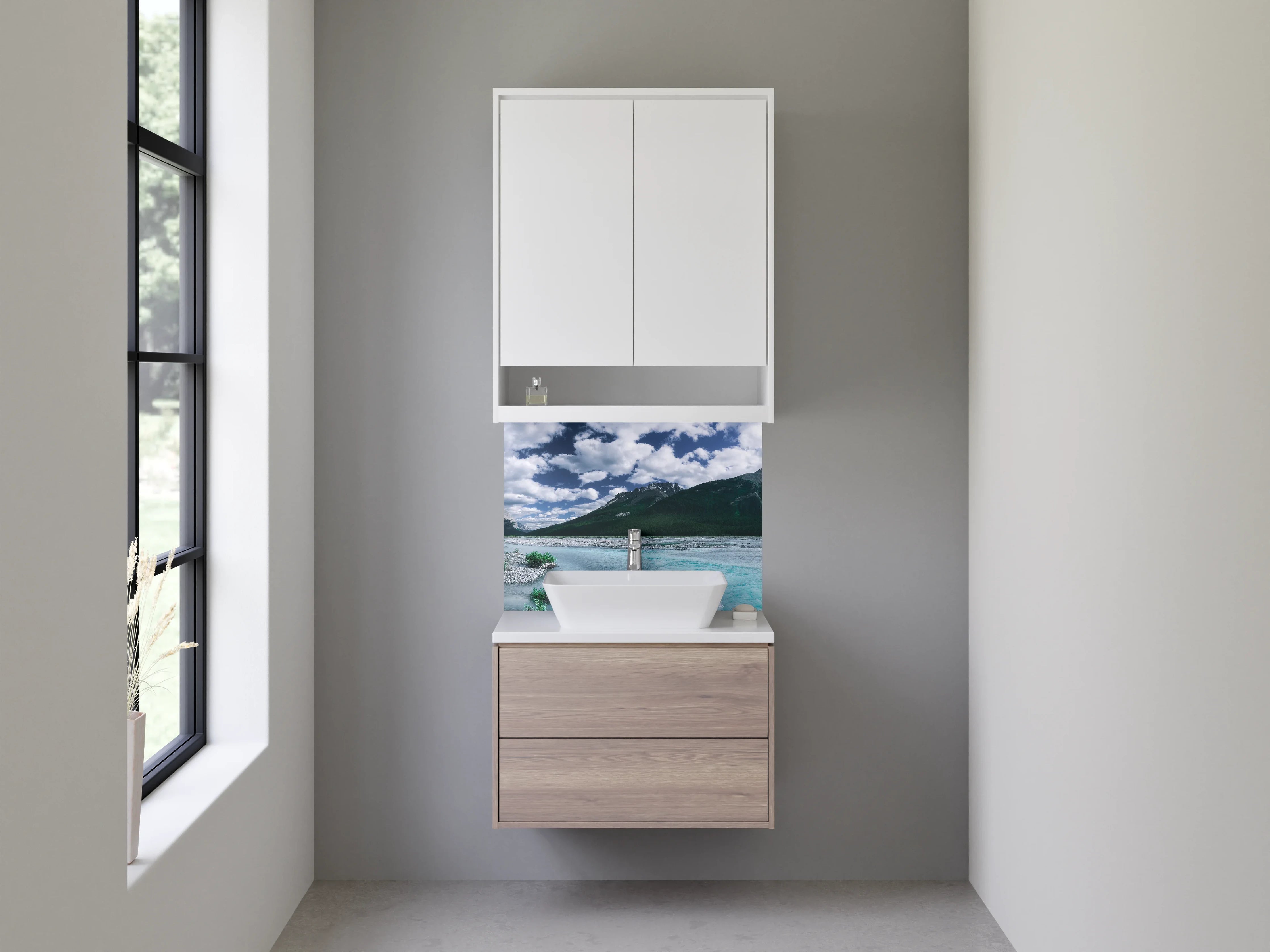 Waschbecken-Rückwand - Zeitlose Grauton-Wand für dein Badezimmer