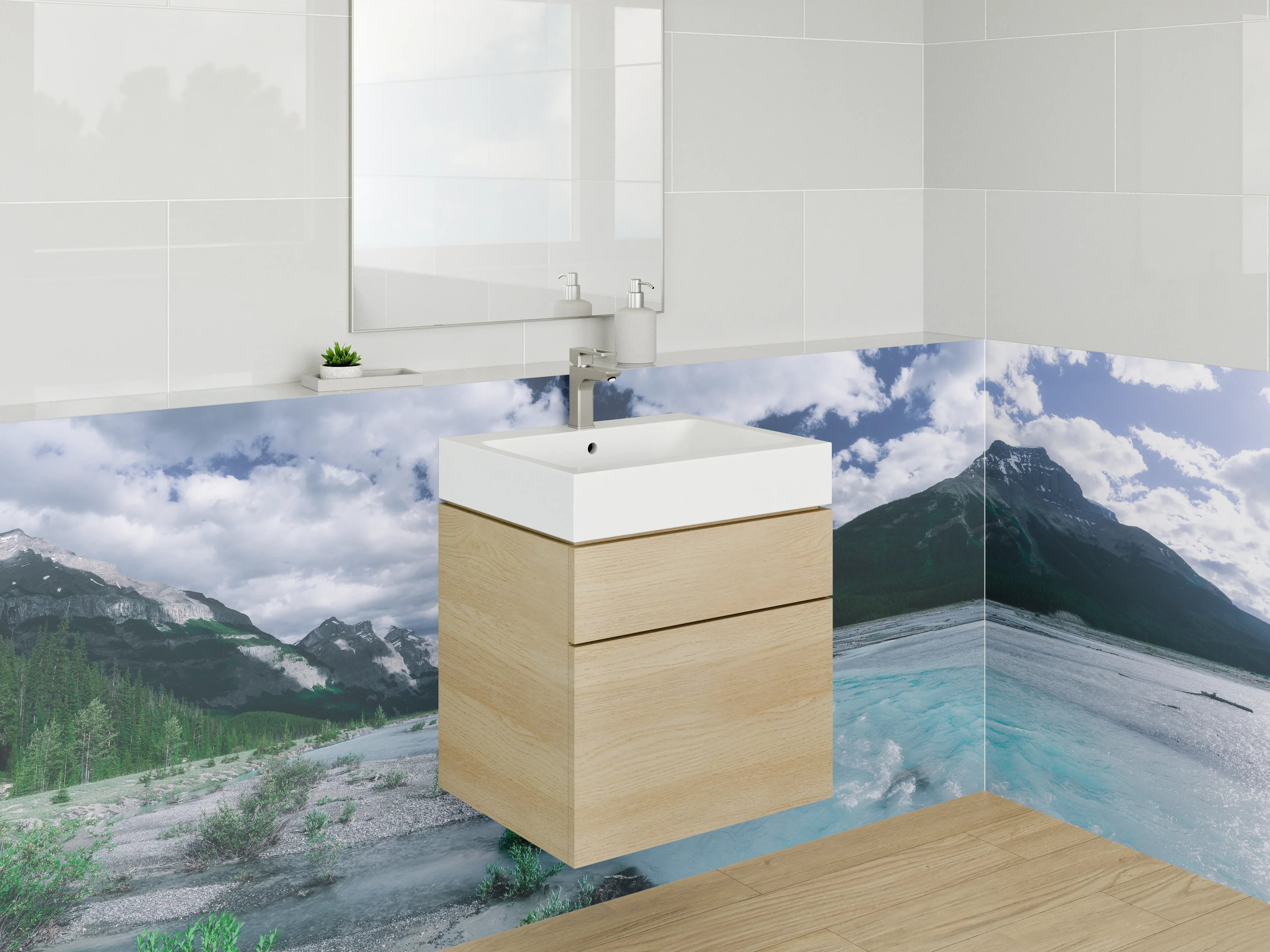 Waschbecken-Rückwand - Zeitlose Grauton-Wand für dein Badezimmer