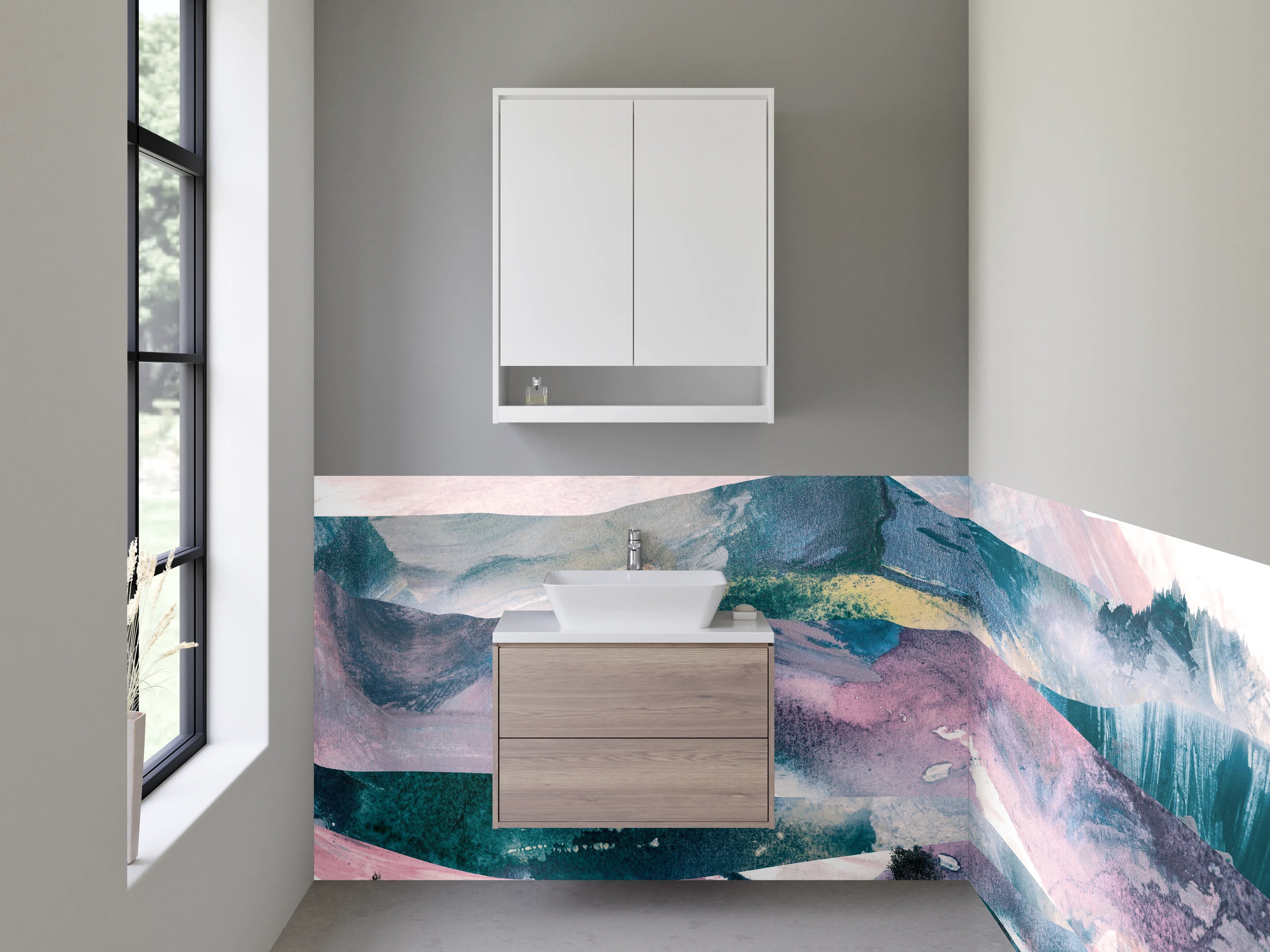 Waschbecken-Rückwand - Zeitlose Grauwand für dein Badezimmer