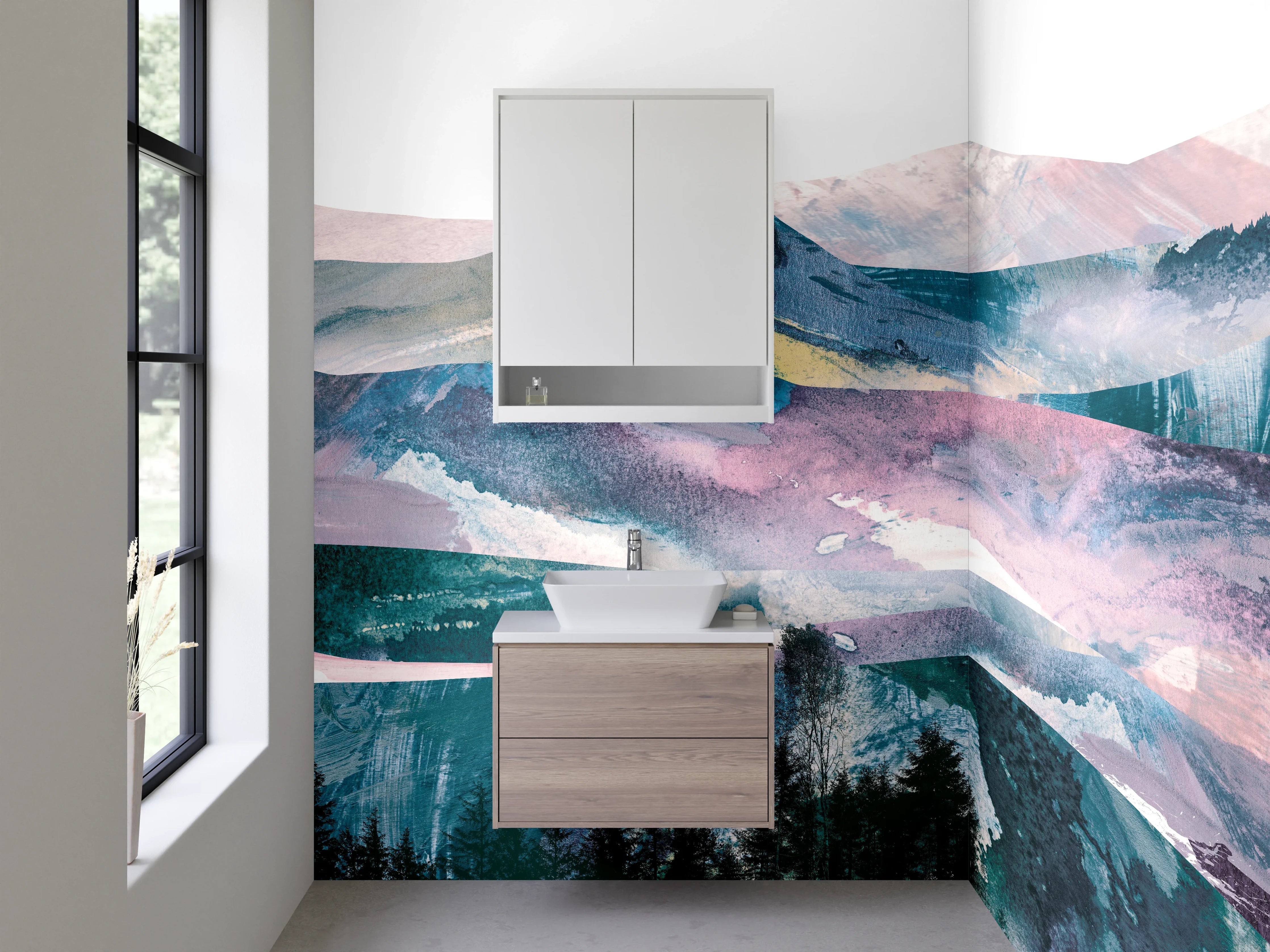 Waschbecken-Rückwand - Zeitlose Grauwand für dein Badezimmer