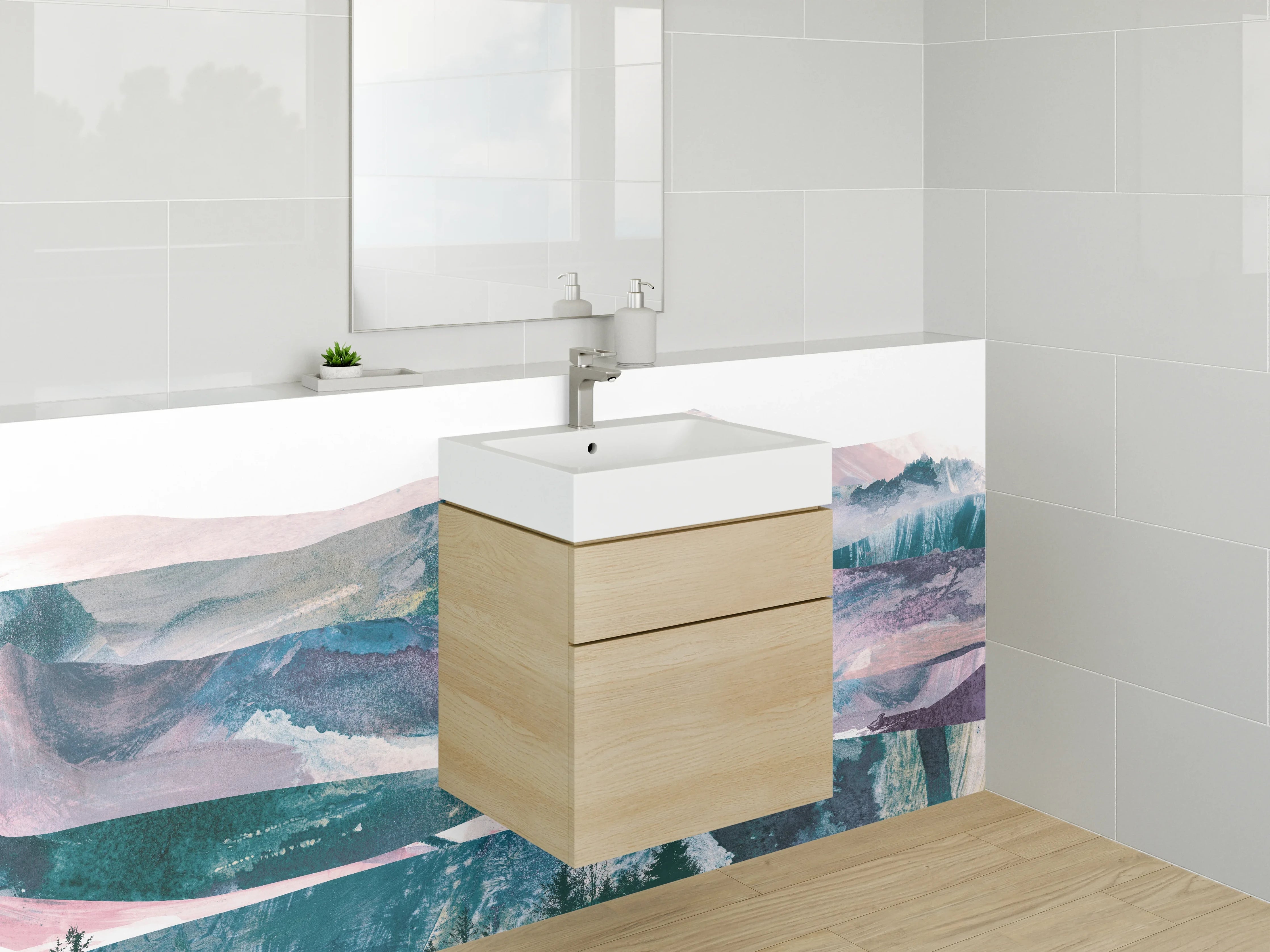 Waschbecken-Rückwand - Zeitlose Grauwand für dein Badezimmer