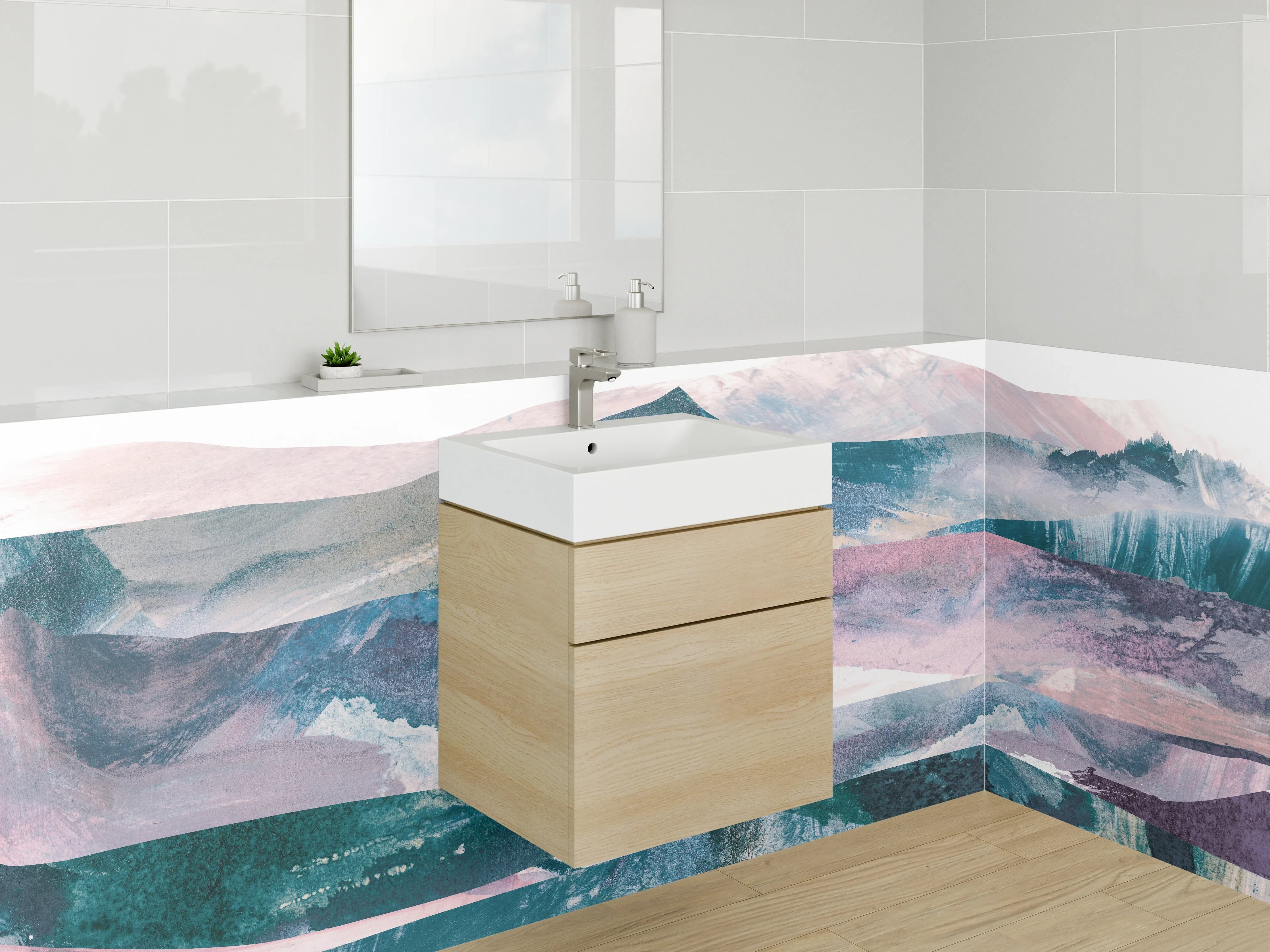 Waschbecken-Rückwand - Zeitlose Grauwand für dein Badezimmer