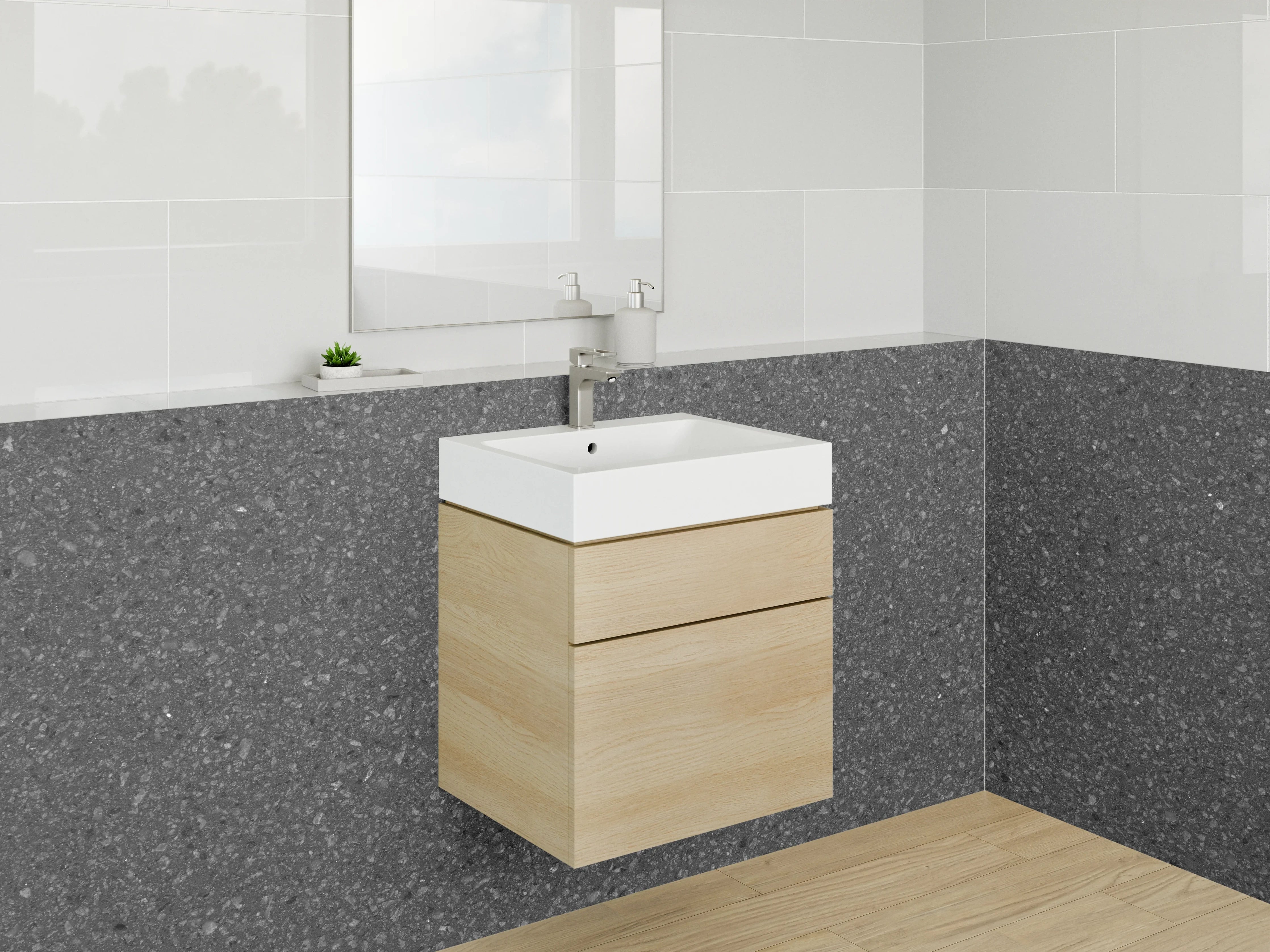 Waschbecken-Rückwand - Zeitloser schwarzer Granit-Look