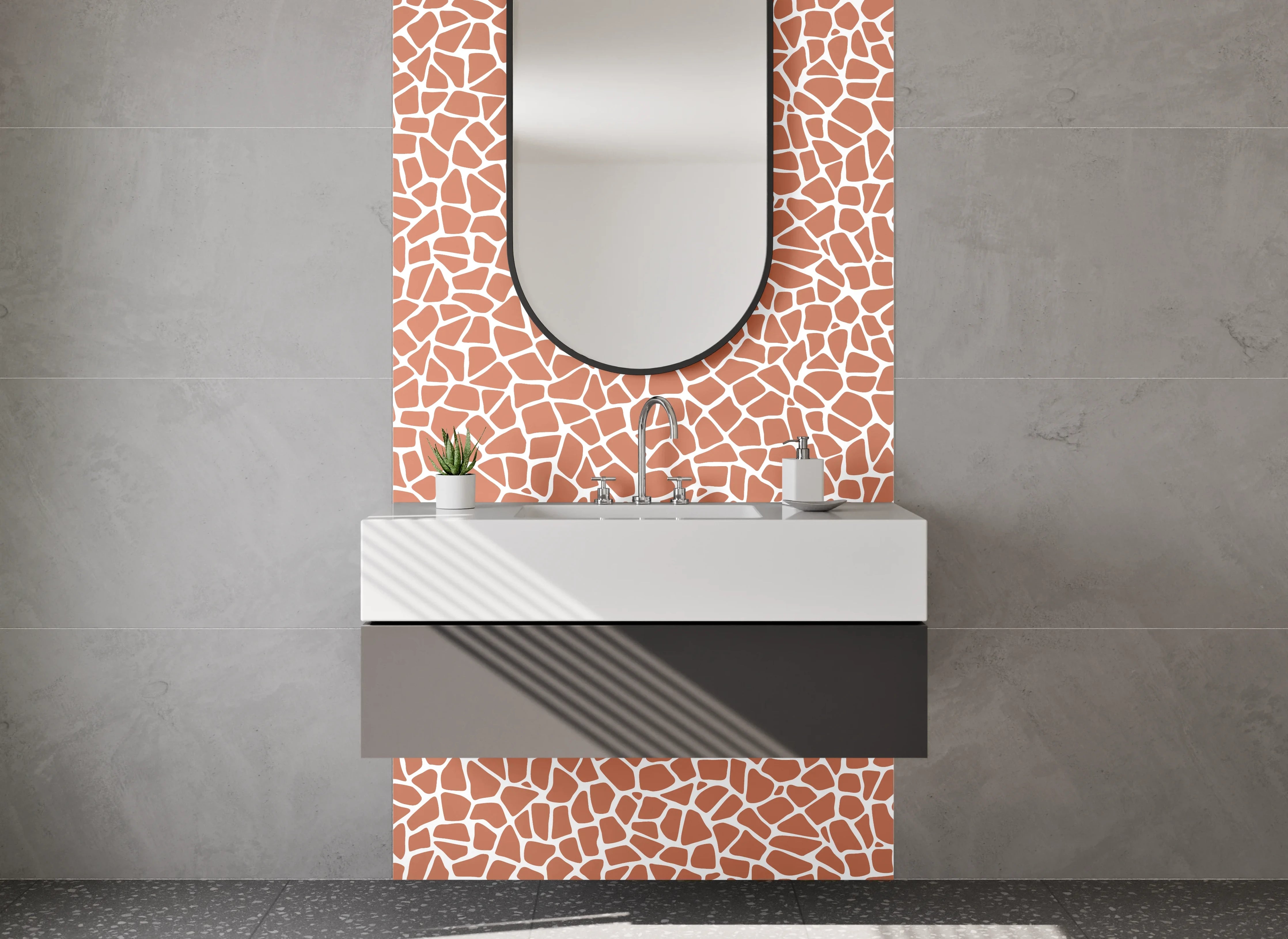 Waschbecken-Rückwand - Zeitloses Mosaik Braun-Grau-Weiß