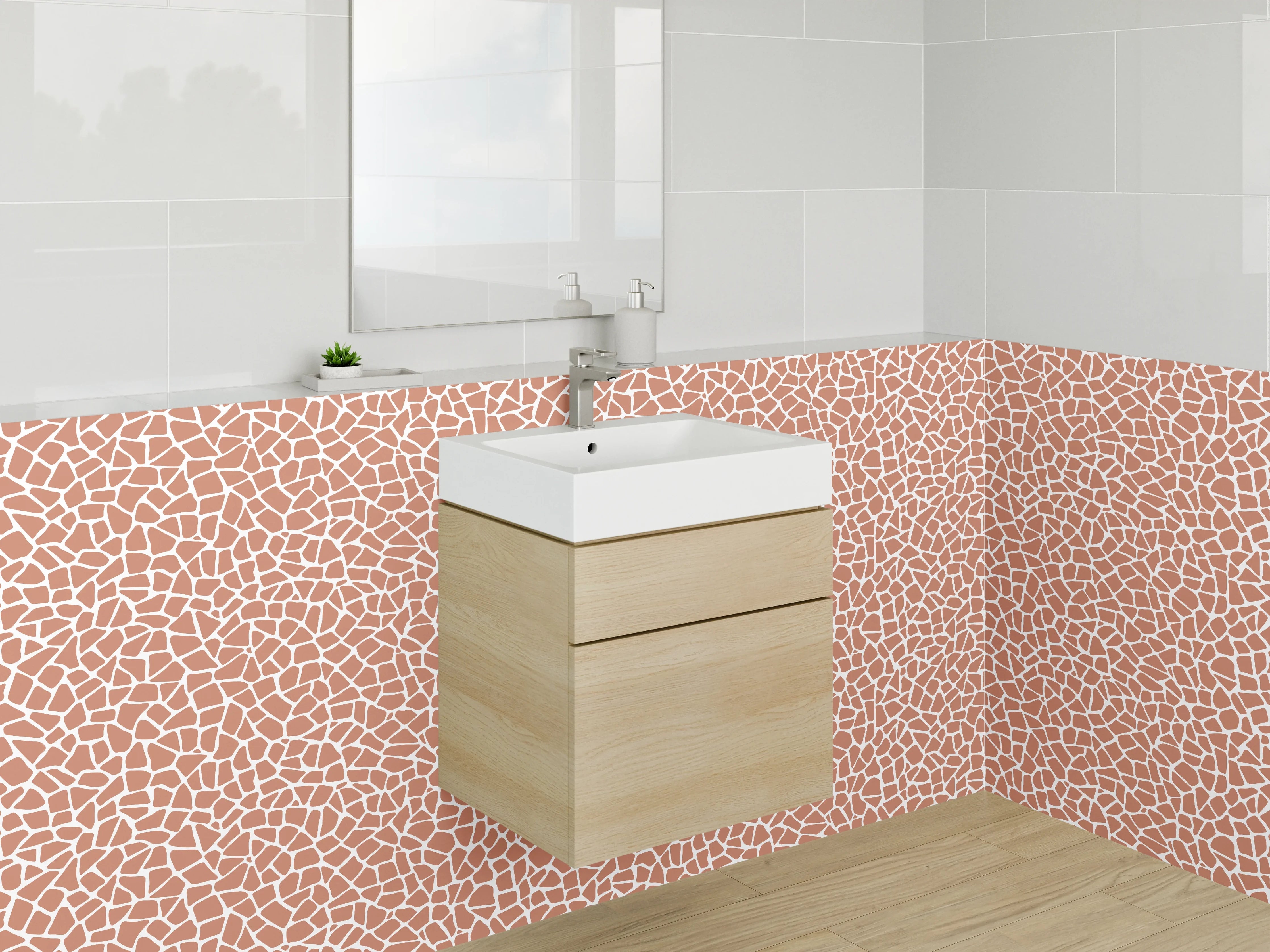 Waschbecken-Rückwand - Zeitloses Mosaik Braun-Grau-Weiß