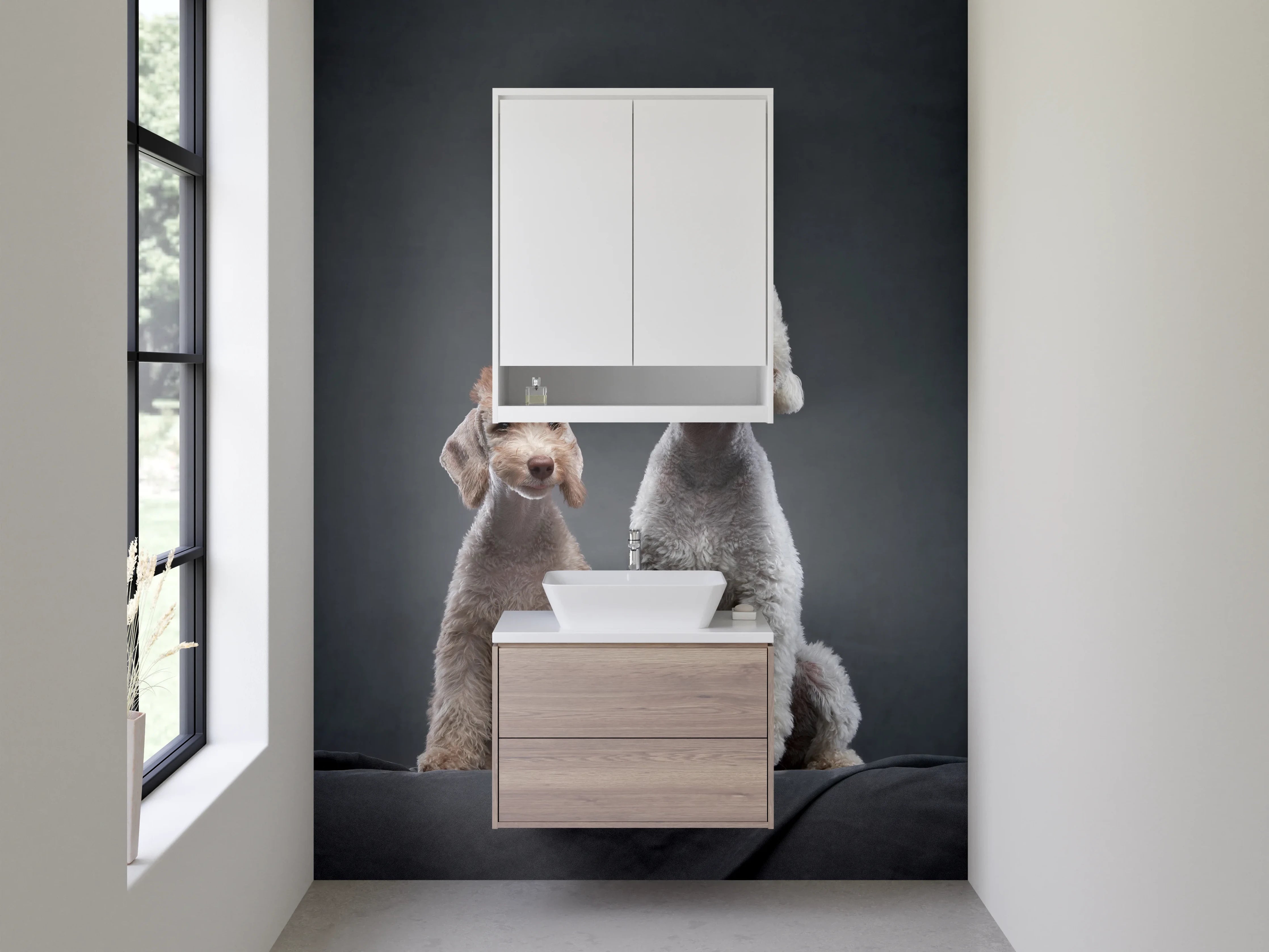 Waschbecken-Rückwand - Zwei Bedlington Terrier Hunde Porträt