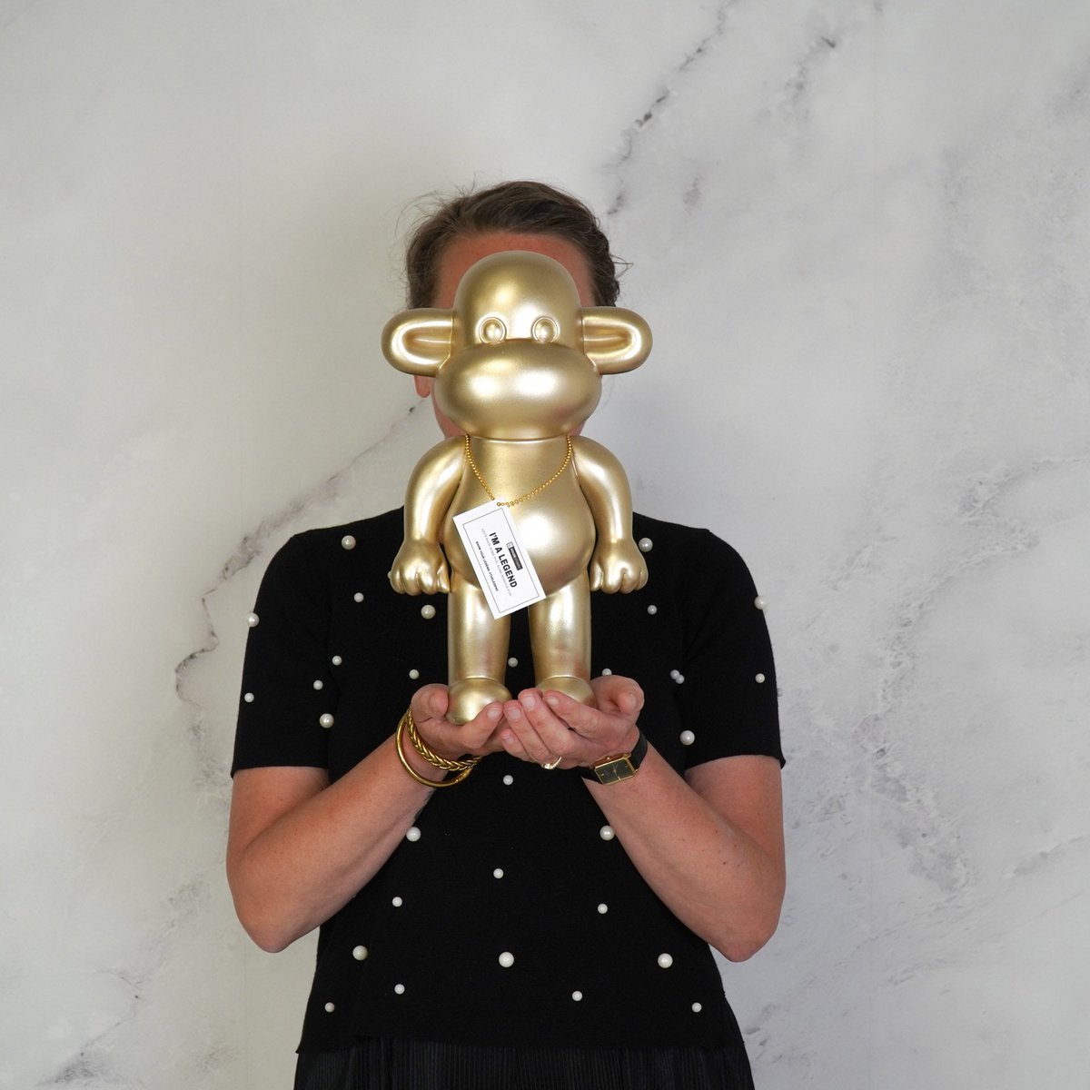 Ornament - Affenfigur 'The Legend'- Polyresin - Gold - 20,5x13,5x35 cm