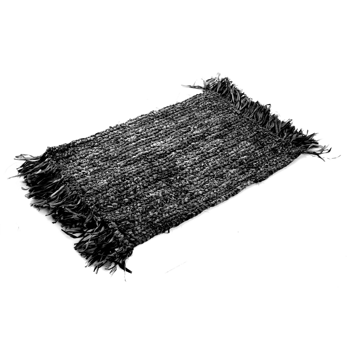 Das Fransen-Raffia-Tischset rechteckig - schwarz