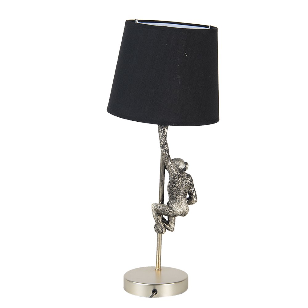 Tischlampe Affe Ø 20x49 cm Silber gefärbt schwarze Plastik -Schreibtischlampe