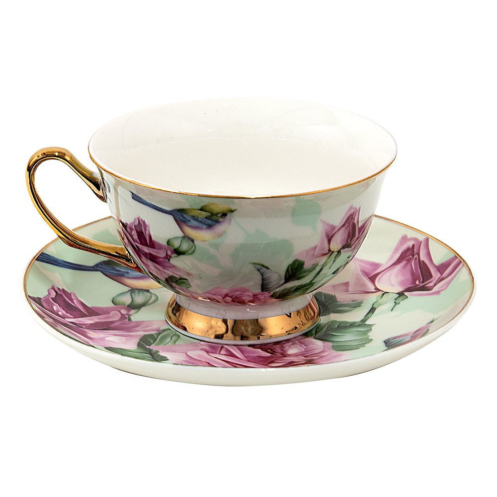 Tasse und Untertasse 12x10x6 cm / Ø 15x2 cm / 200 ml