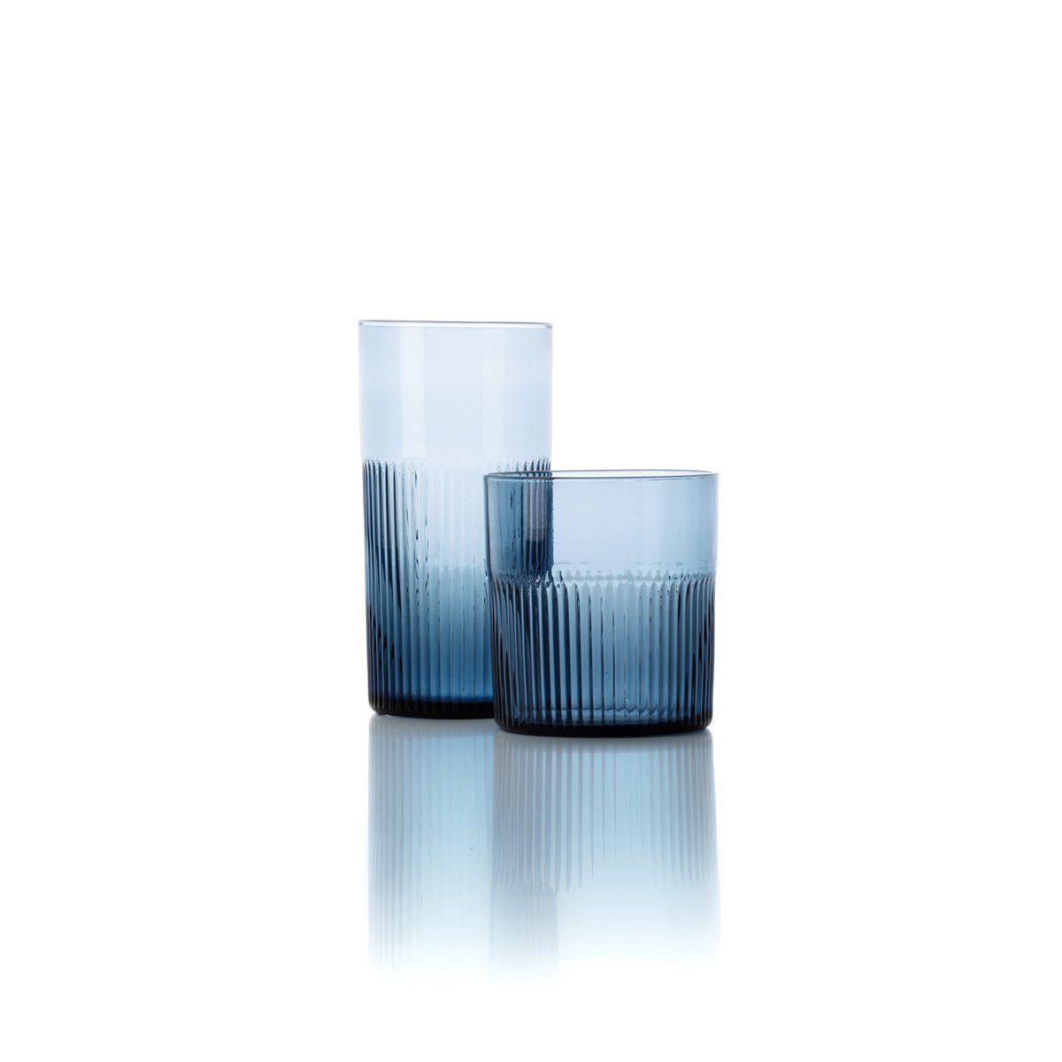 Der Azure Rippled Low Tumbler – Blau