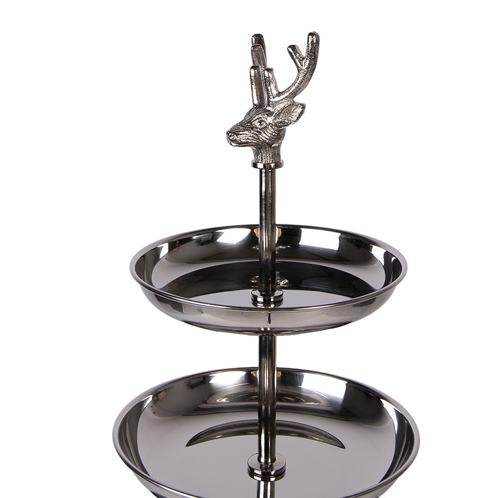 Etagere 3-lagig Ø 26x48 cm Silberfarbenes Aluminium