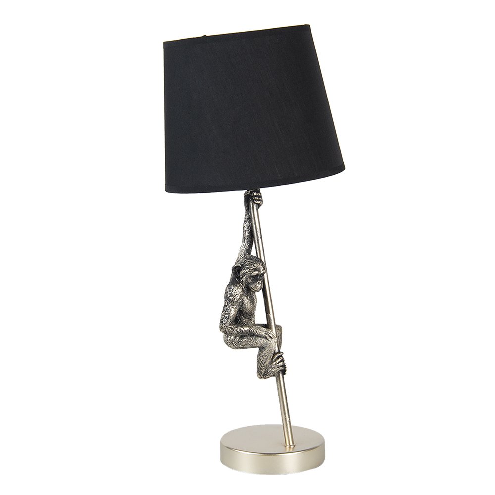 Tischlampe Affe Ø 20x49 cm Silber gefärbt schwarze Plastik -Schreibtischlampe