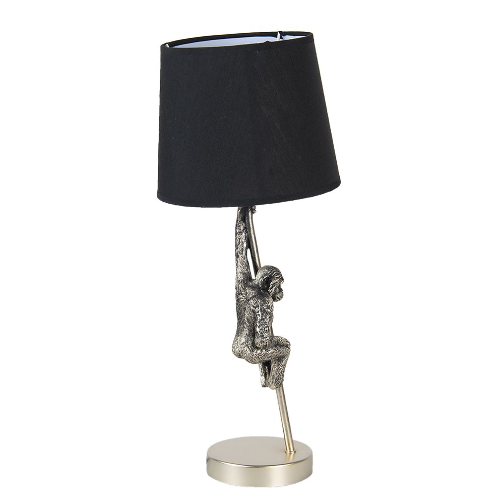 Tischlampe Affe Ø 20x49 cm Silber gefärbt schwarze Plastik -Schreibtischlampe