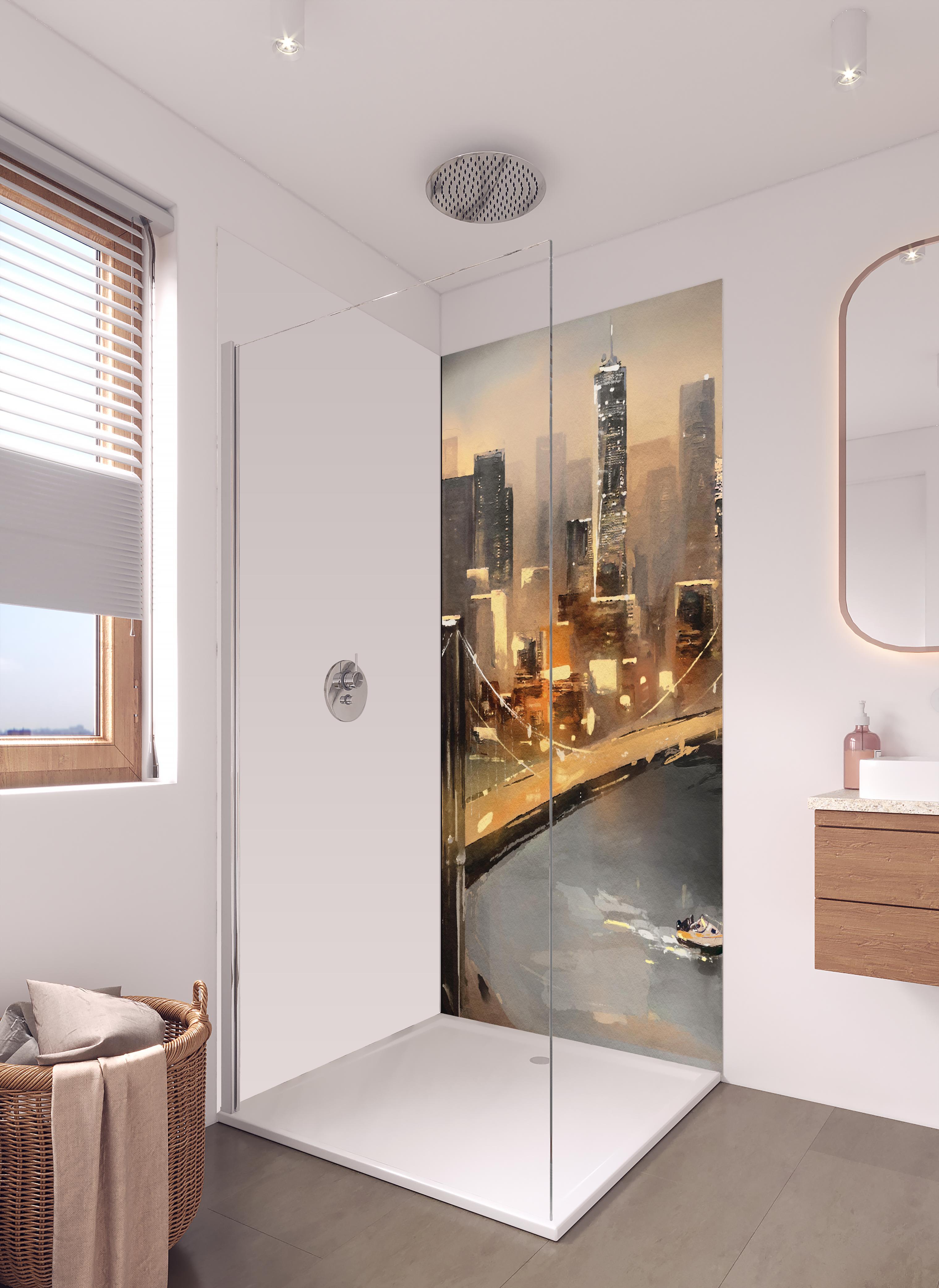 Duschrückwand - Ölgemälde auf Leinwand - Ansicht von New York