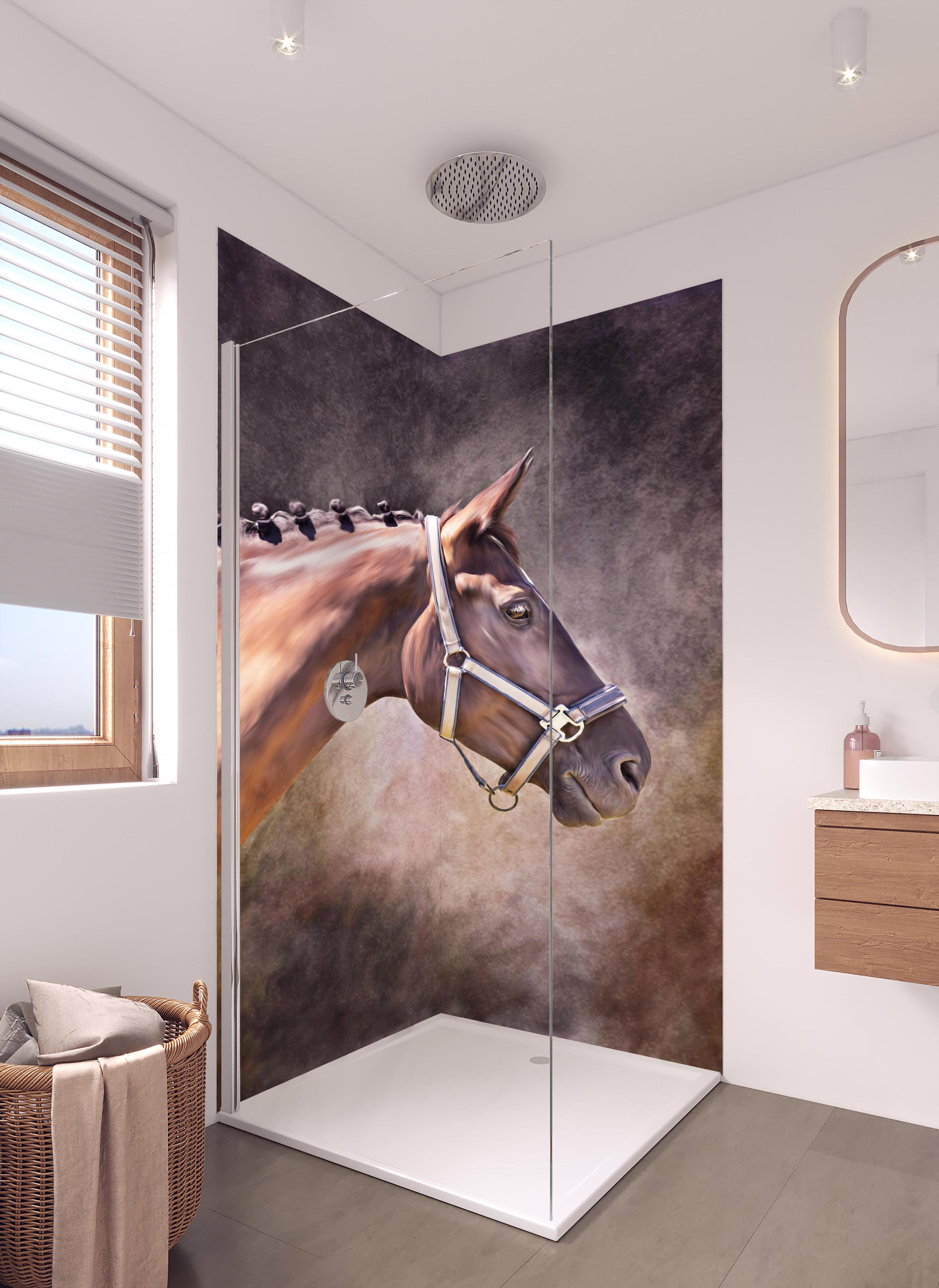Duschrückwand - Gemalter Pferdekopf