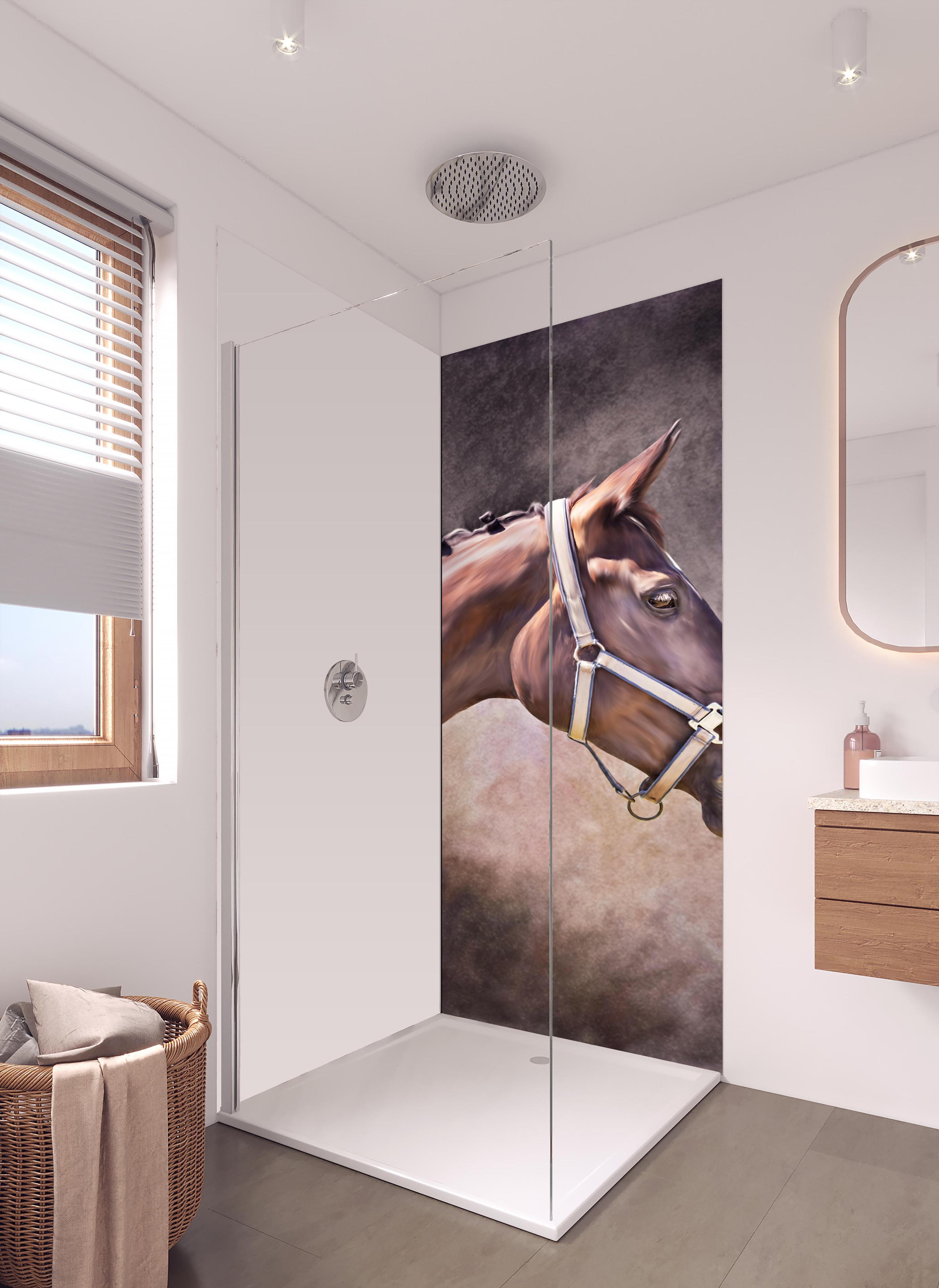 Duschrückwand - Gemalter Pferdekopf