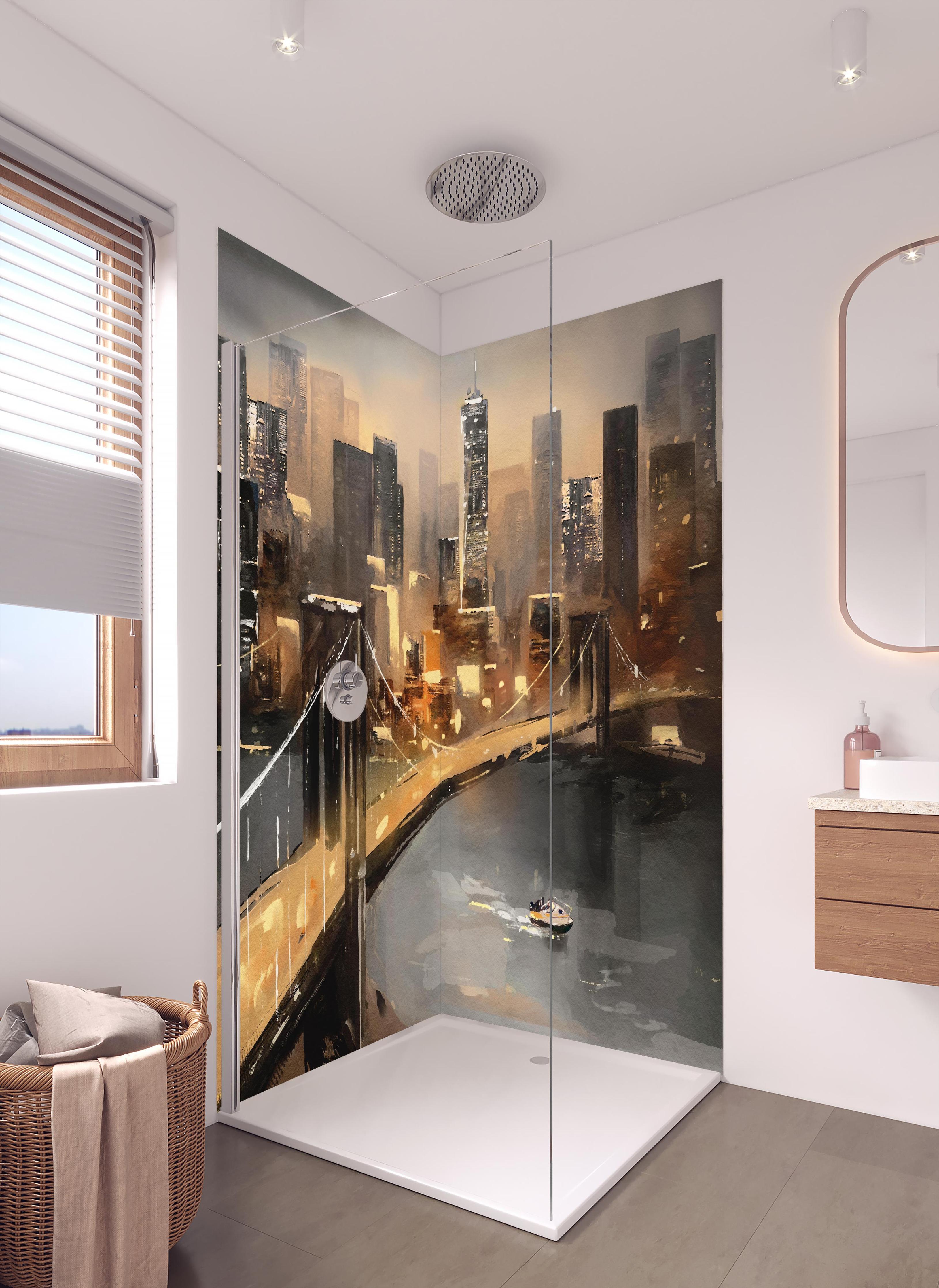 Duschrückwand - Ölgemälde auf Leinwand - Ansicht von New York