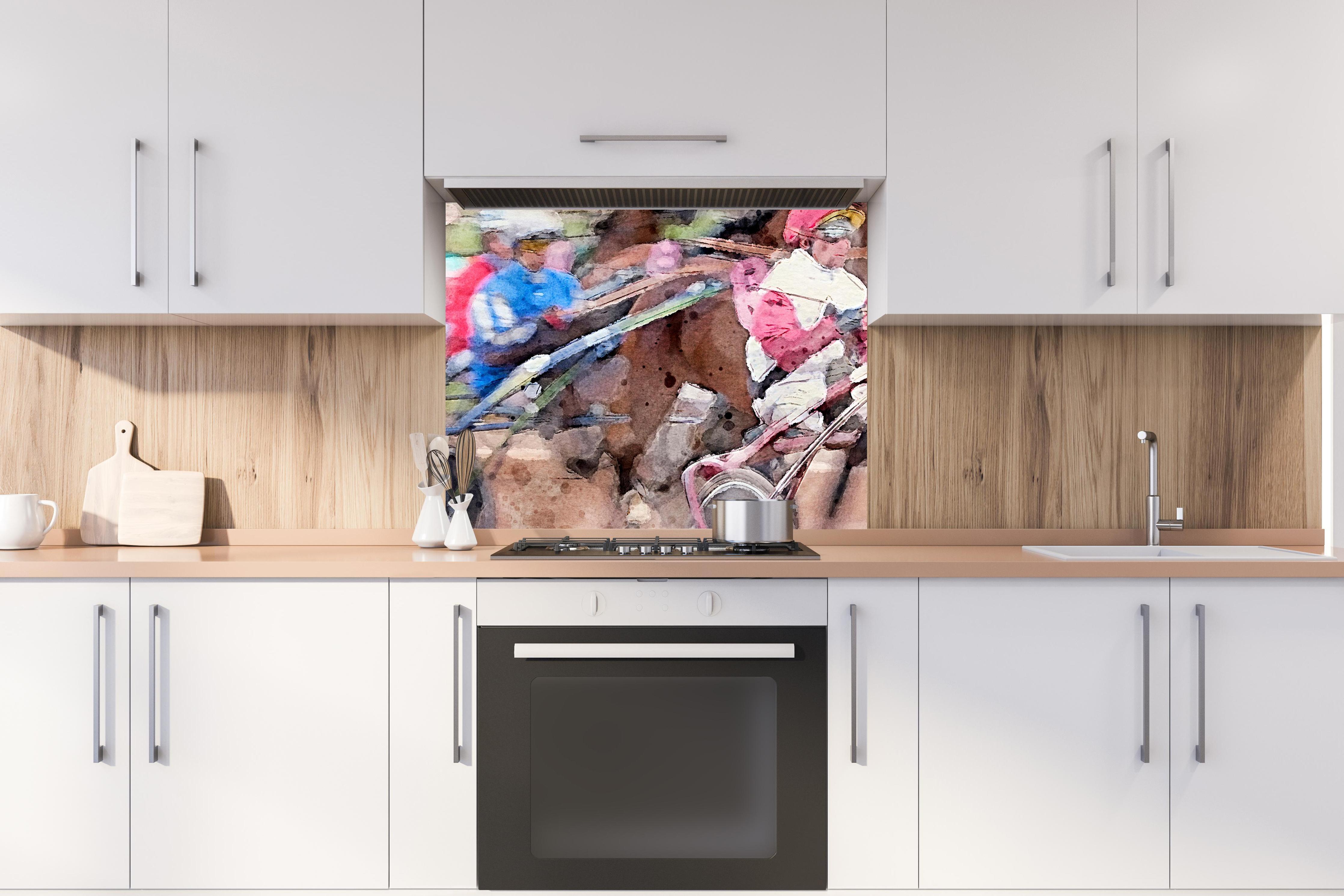 Spritzschutz - Aquarell eines Trabrennens