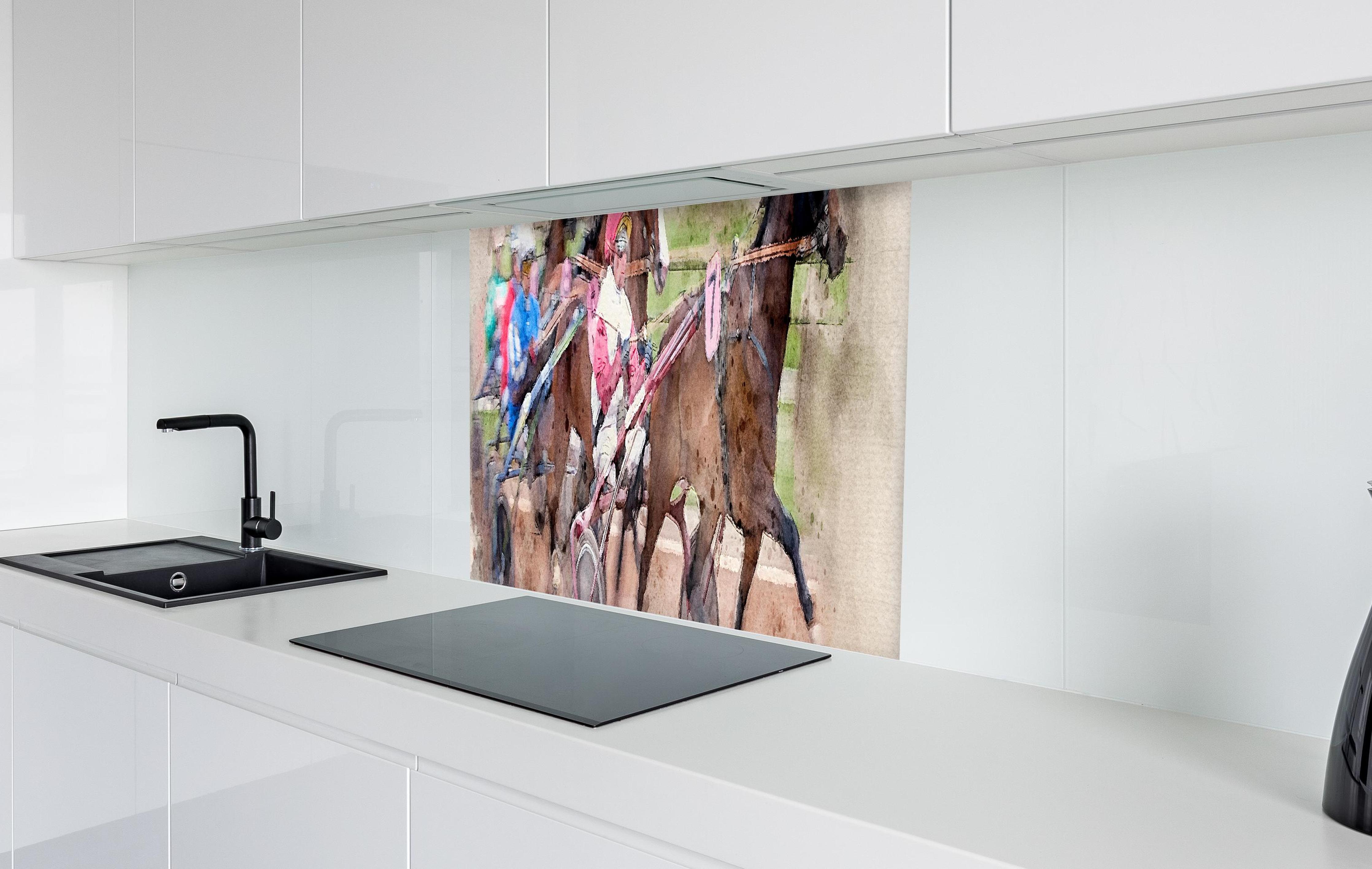 Spritzschutz - Aquarell eines Trabrennens