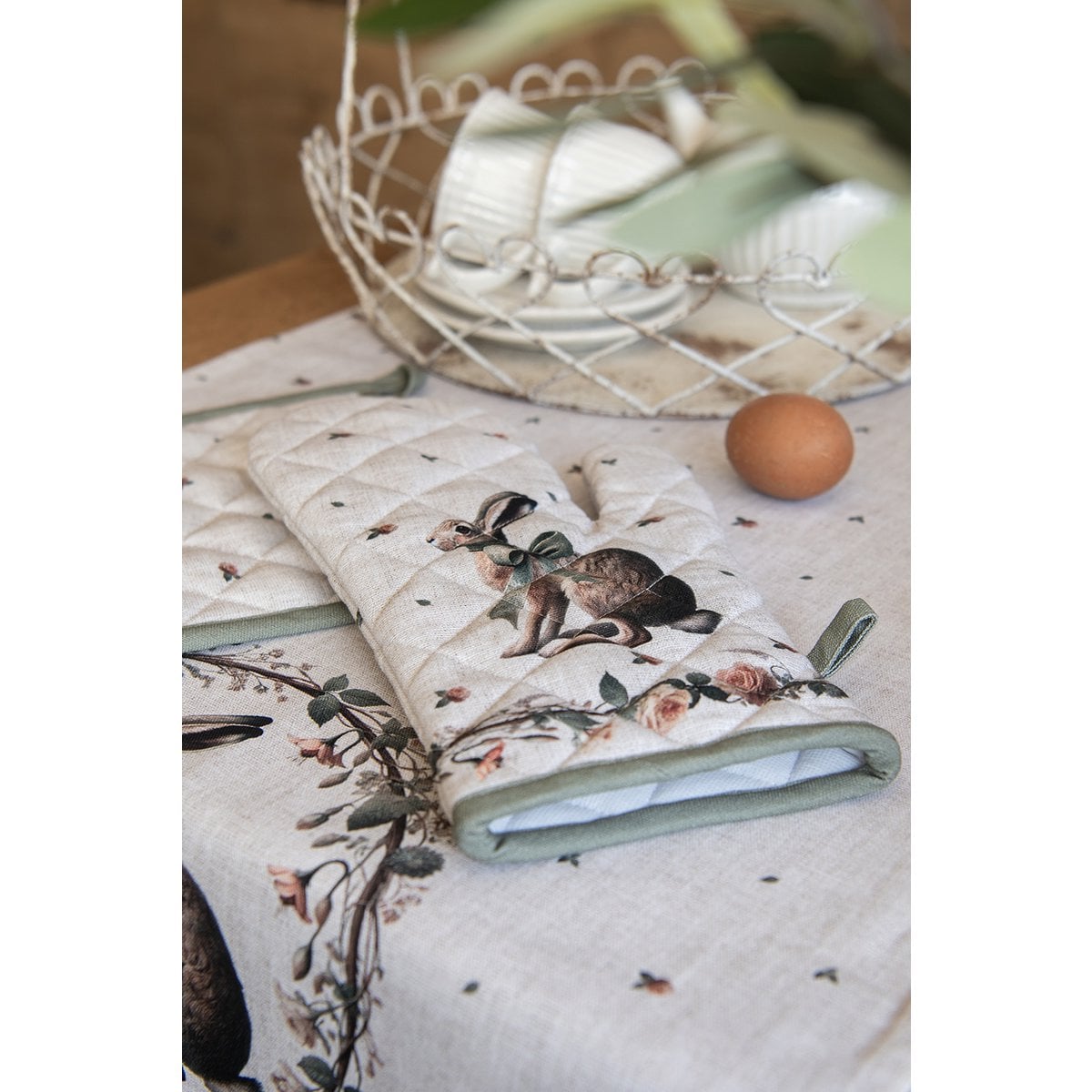 Ofenhandschuh 18x30 cm Beige Baumwolle