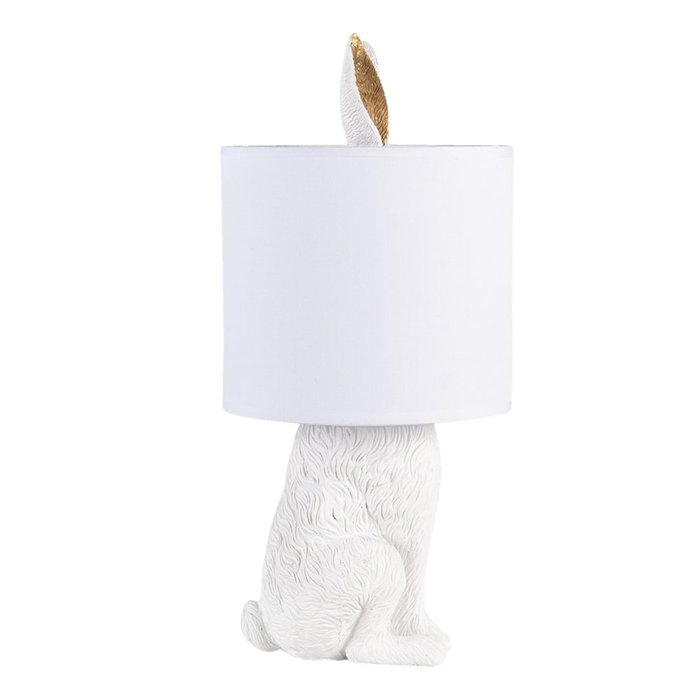 Tischlampe Kaninchen Ø 20x45 cm weiße Polyresin -Schreibtischlampe