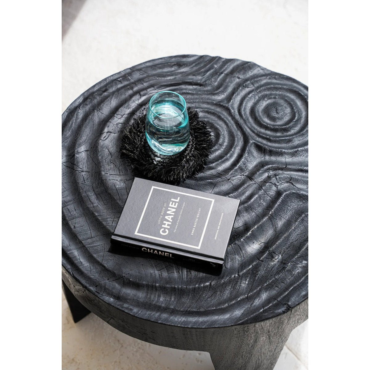 Der Fringe Raffia Coaster - Schwarz
