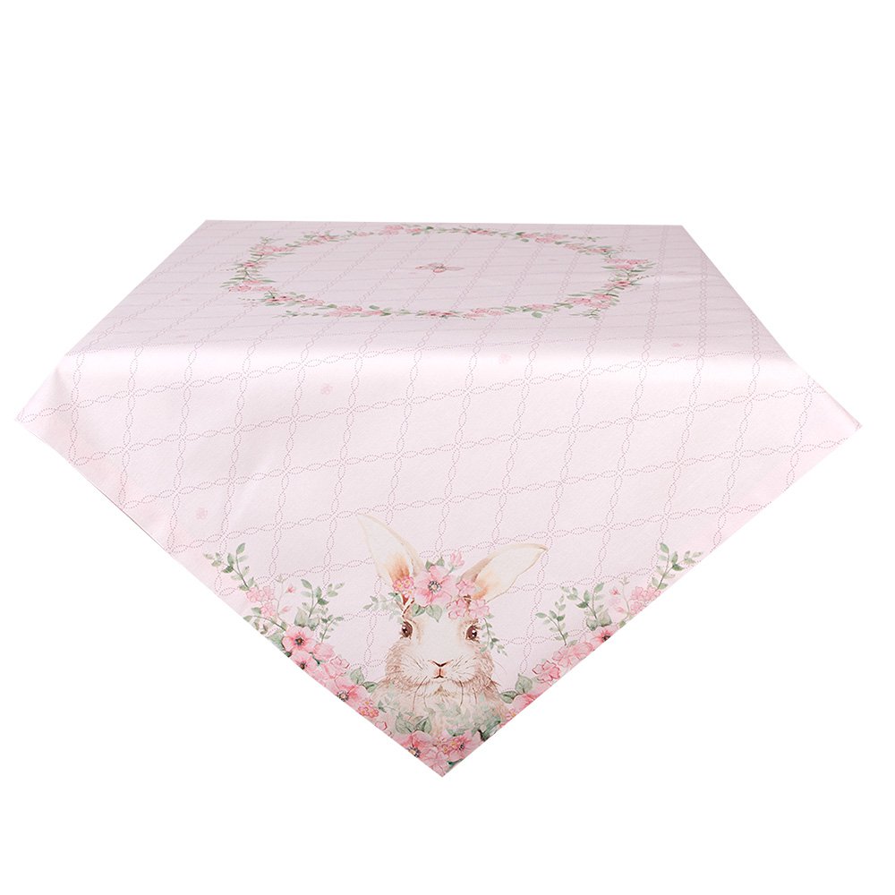 Tischdecke 100x100 cm Rosa Baumwolle Hase