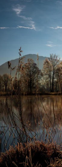 Duschrückwand - Morgensonnenblick auf den Bayerischen Kochelsee