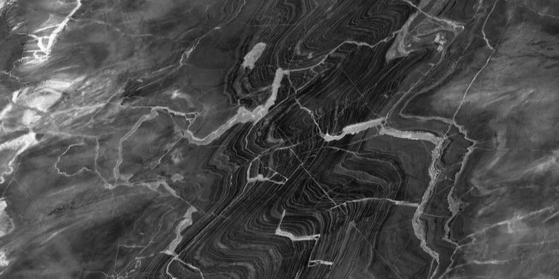 Küchenrückwand - Schwarzer Marmor mit weißen Adern