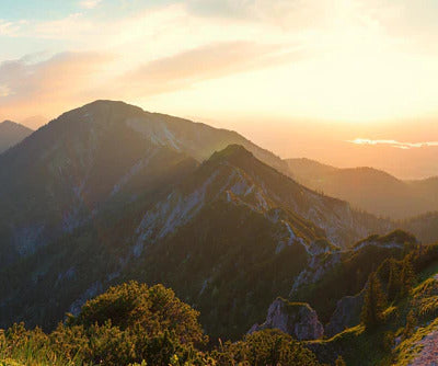 Küchenrückwand - Panorama der bayrischen Alpen bei Abendsonne