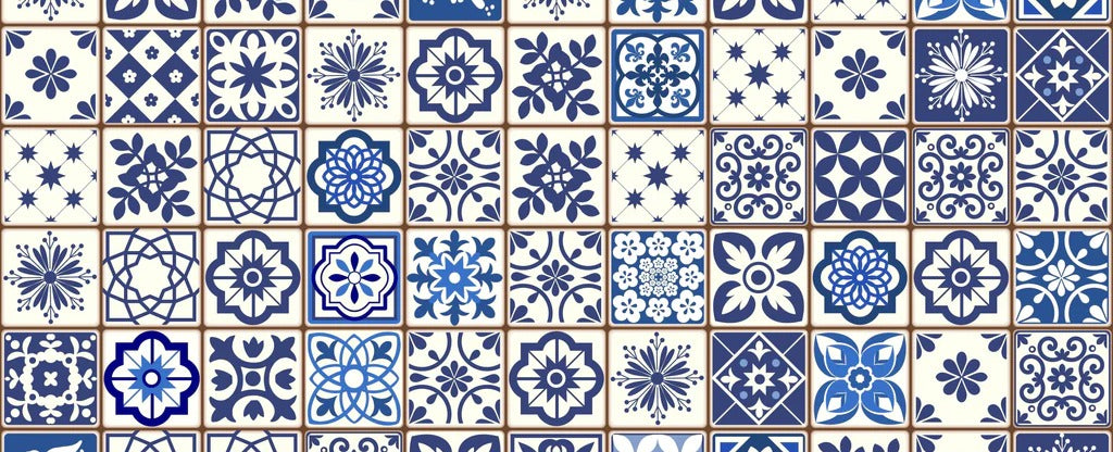 Küchenrückwand - Orientalische blaue Fliesen