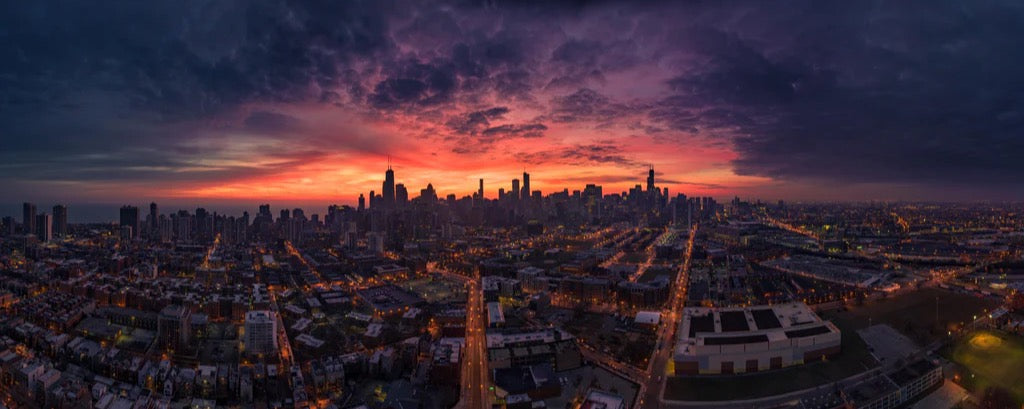 Küchenrückwand - Chicago Luftbildpanorama von Westen