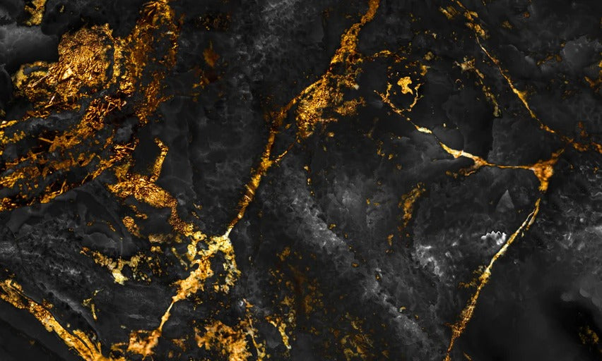 Küchenrückwand - Schwarzer Marmor mit goldenen Adern