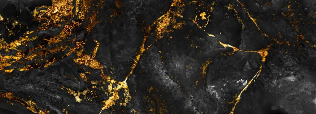 Küchenrückwand - Schwarzer Marmor mit goldenen Adern