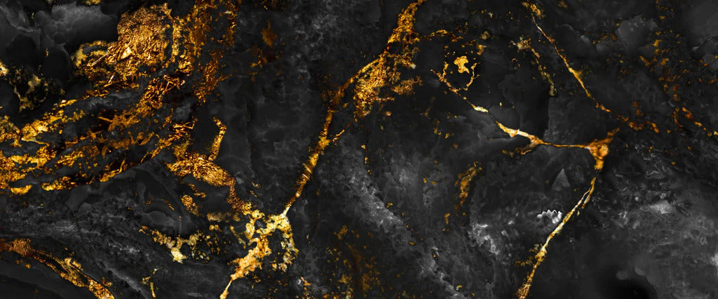 Küchenrückwand - Schwarzer Marmor mit goldenen Adern