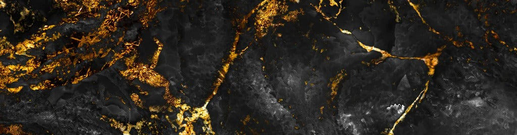Küchenrückwand - Schwarzer Marmor mit goldenen Adern