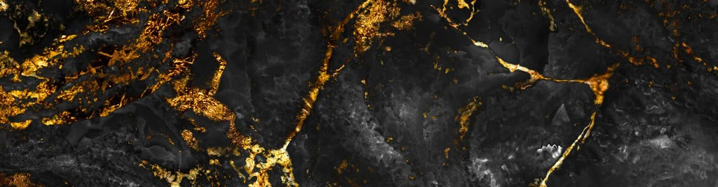Küchenrückwand - Schwarzer Marmor mit goldenen Adern