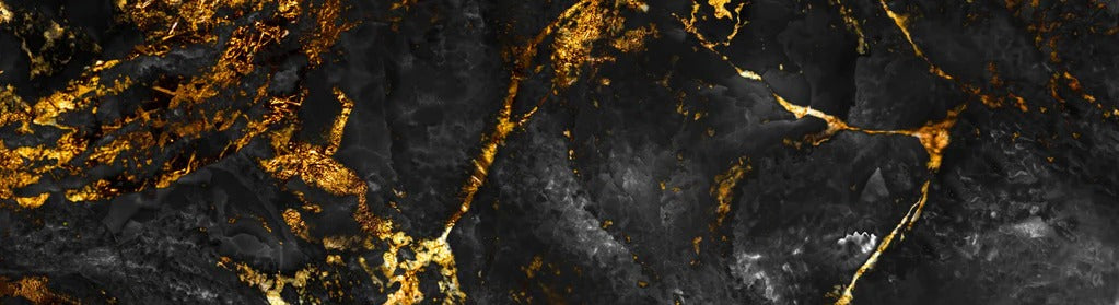 Küchenrückwand - Schwarzer Marmor mit goldenen Adern