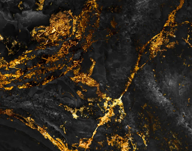 Küchenrückwand - Schwarzer Marmor mit goldenen Adern